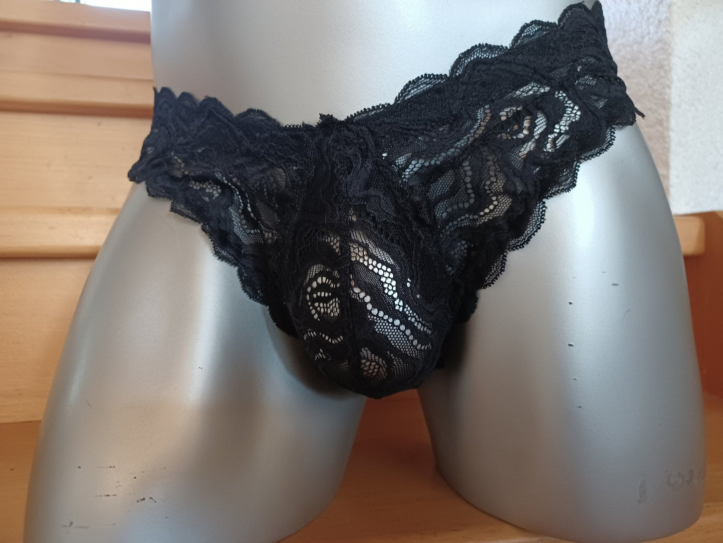 Spitzen Slip Hipster Panty schwarze Spitze Femboy Bogenabschlüsse - SEXSENSE