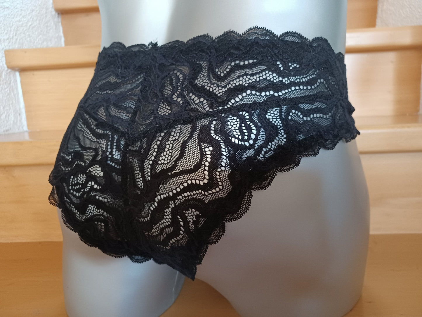 Spitzen Slip Hipster Panty schwarze Spitze Femboy Bogenabschlüsse - SEXSENSE
