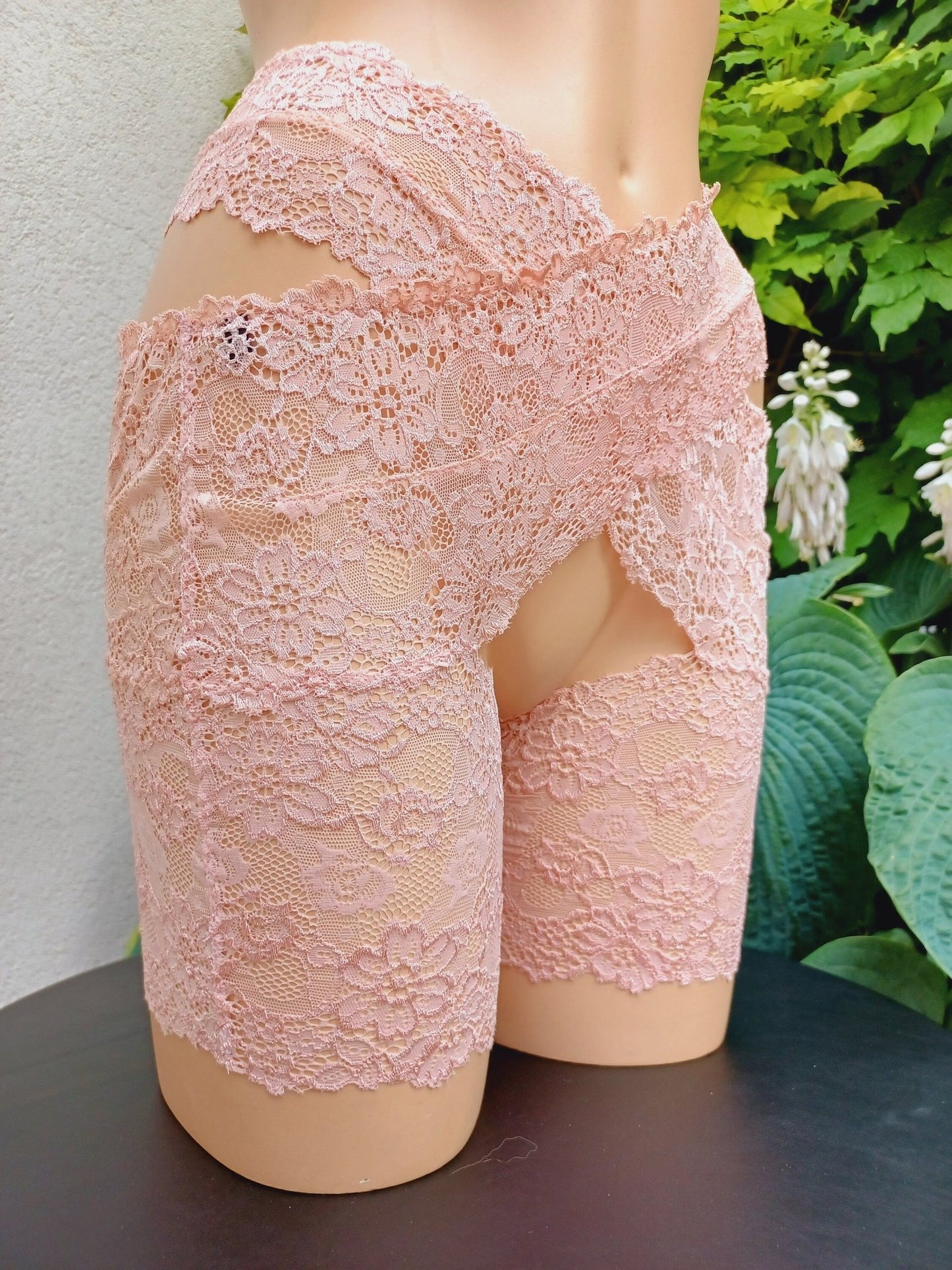 Stay Hip Oberschenkelschoner elastische Aprikot Spitze Dessous Lingerie Strumpfband ouvert - SEXSENSE