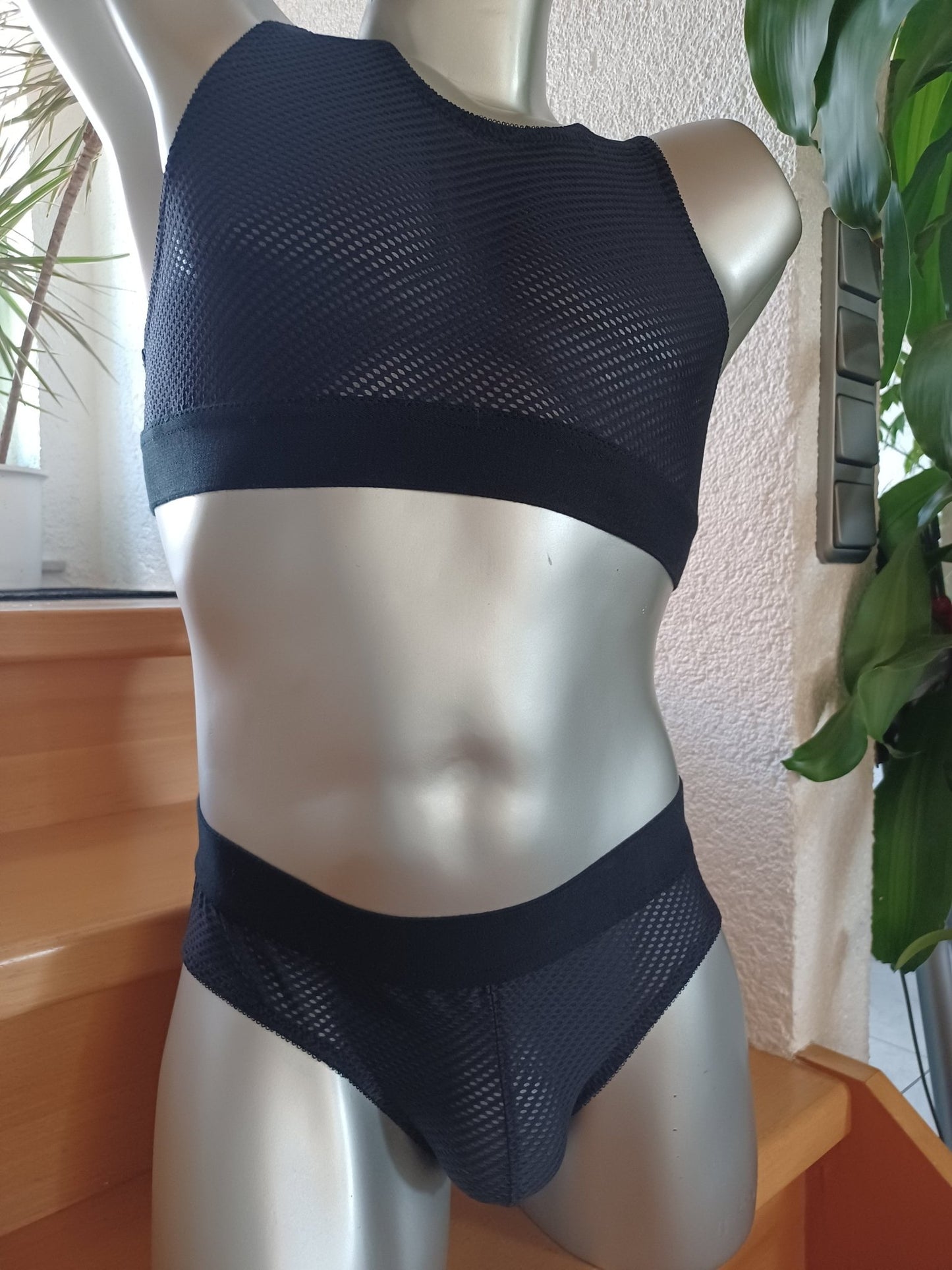 Herren Slip elastischer Mesh schwarz transparent - SEXSENSE