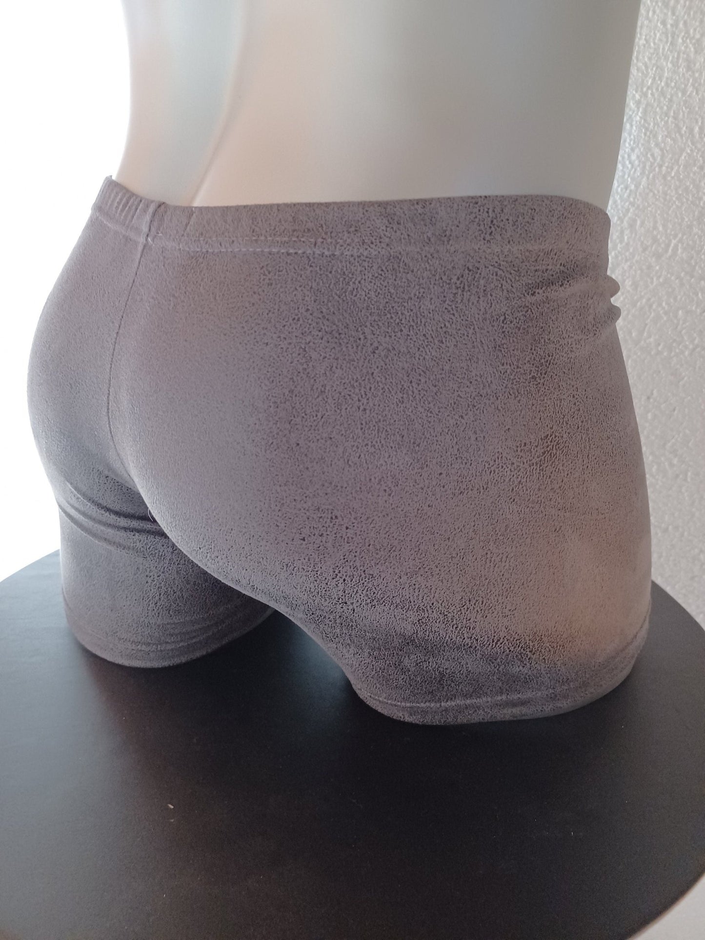 Wasch - Leder Boxer - Shorts Suede Badeshorts elastisches Antikleder grau - SEXSENSE
