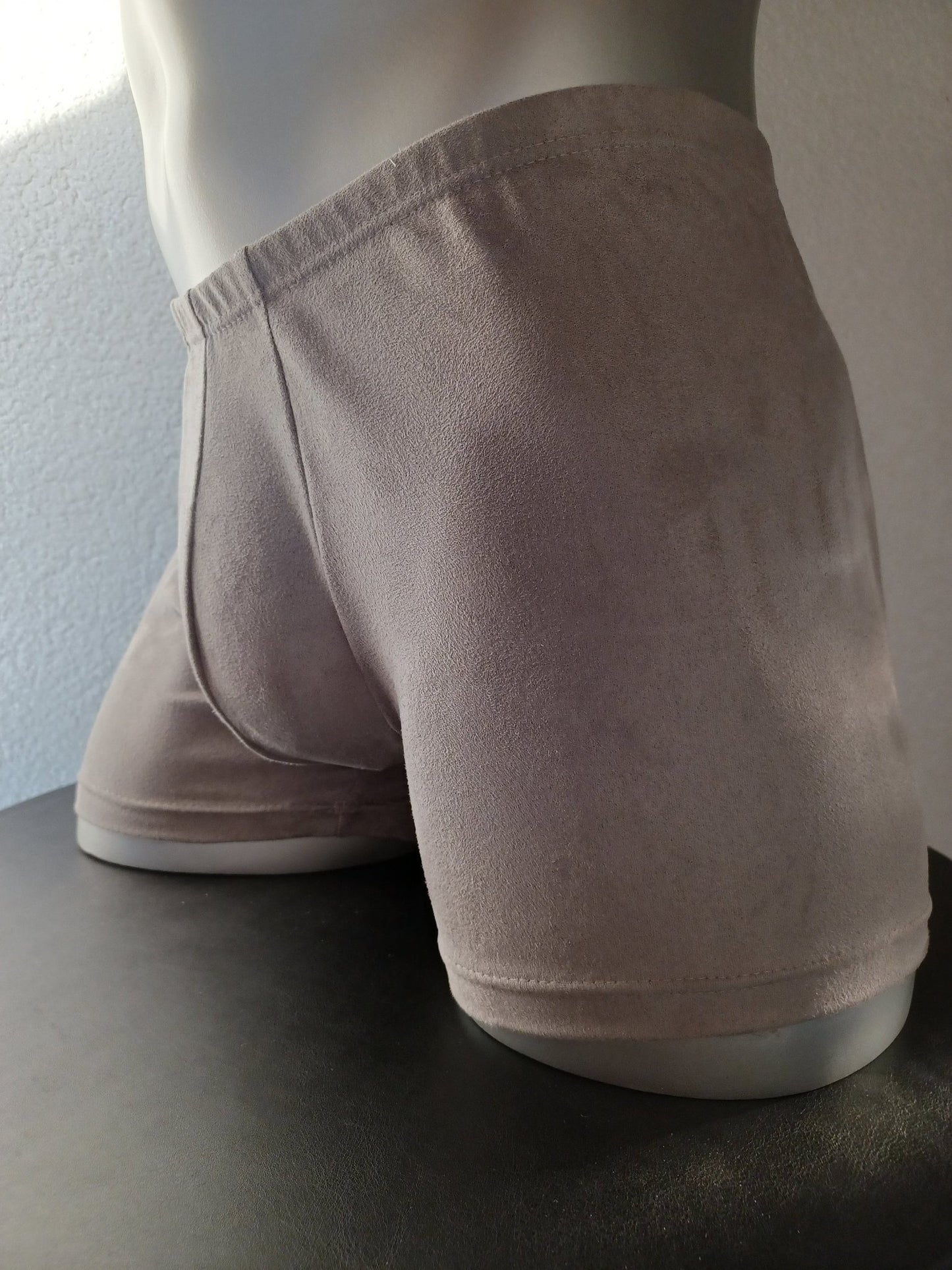 Wasch - Leder Boxershorts Suede elastische Badeshorts in hellgrau - SEXSENSE