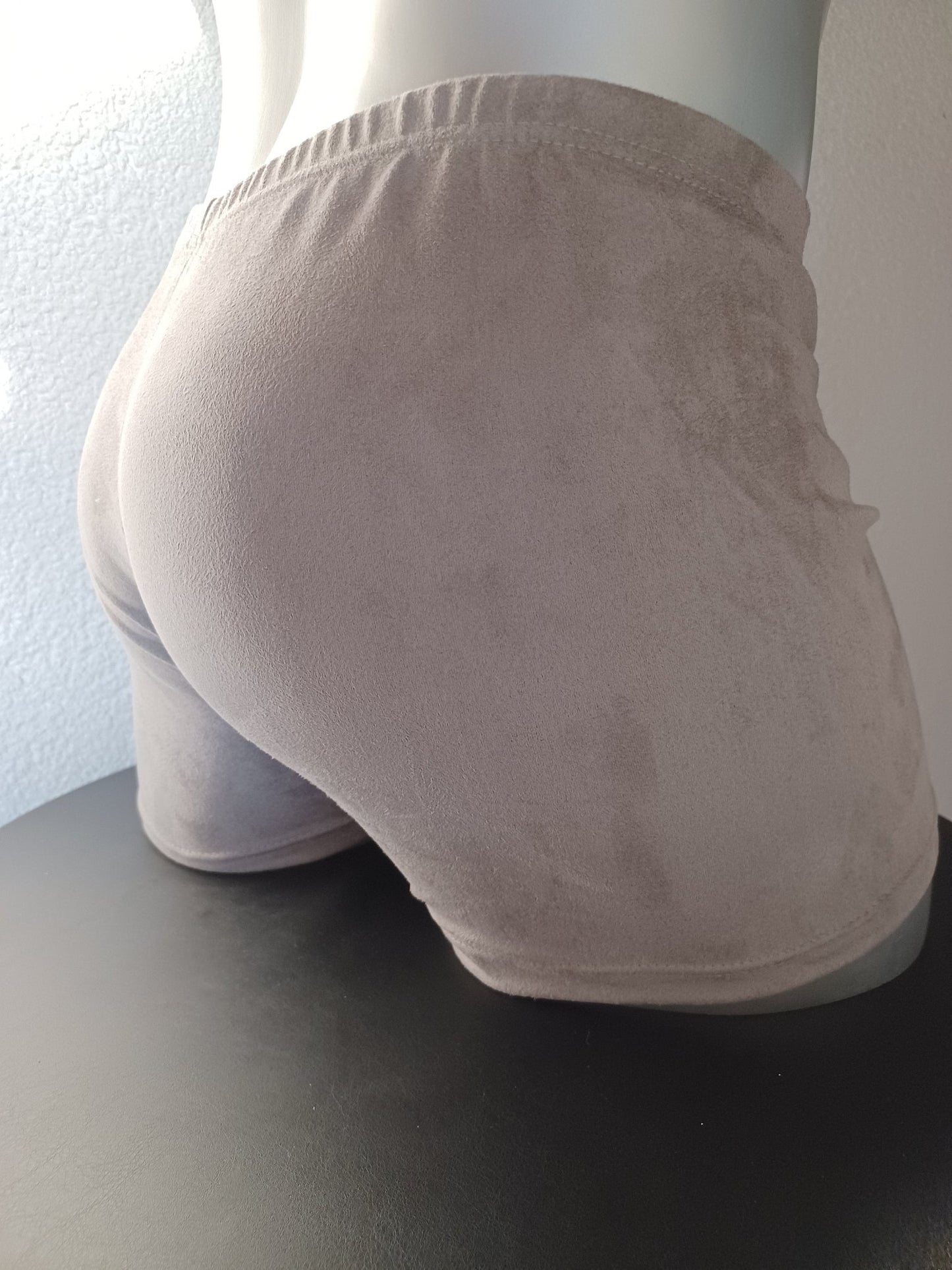 Wasch - Leder Boxershorts Suede elastische Badeshorts in hellgrau - SEXSENSE