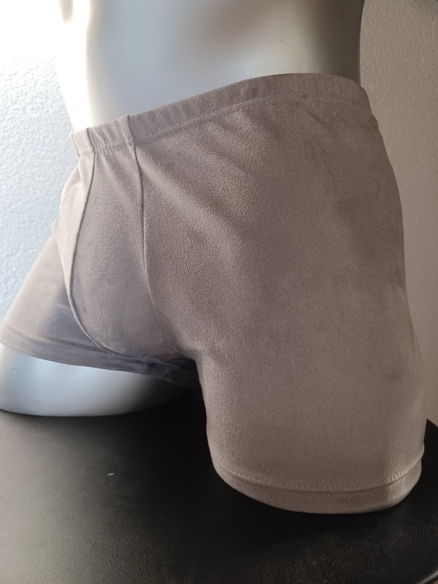Wasch - Leder Boxershorts Suede elastische Badeshorts in hellgrau - SEXSENSE