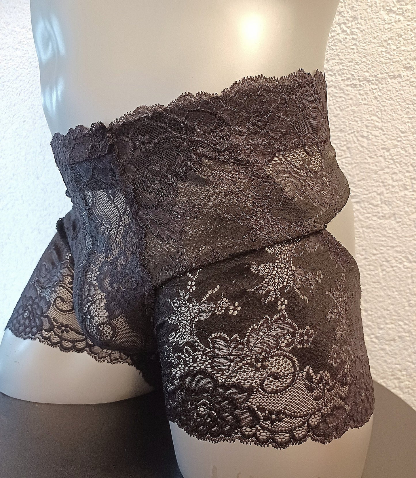 Herren Boxershorts aus schwarzer Spitze Unterwäsche Po - offen open Butt Reizwäsche ouvert Fetisch - SEXSENSE