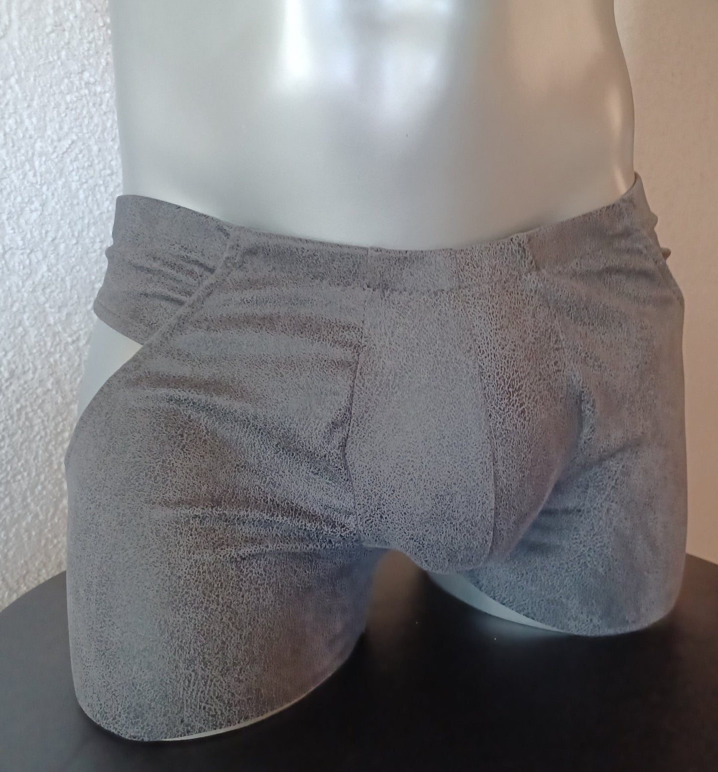 Open Butt Reizwäsche ouvert Wildleder antik dunkelgrau Herren Dessous Boxershorts - SEXSENSE
