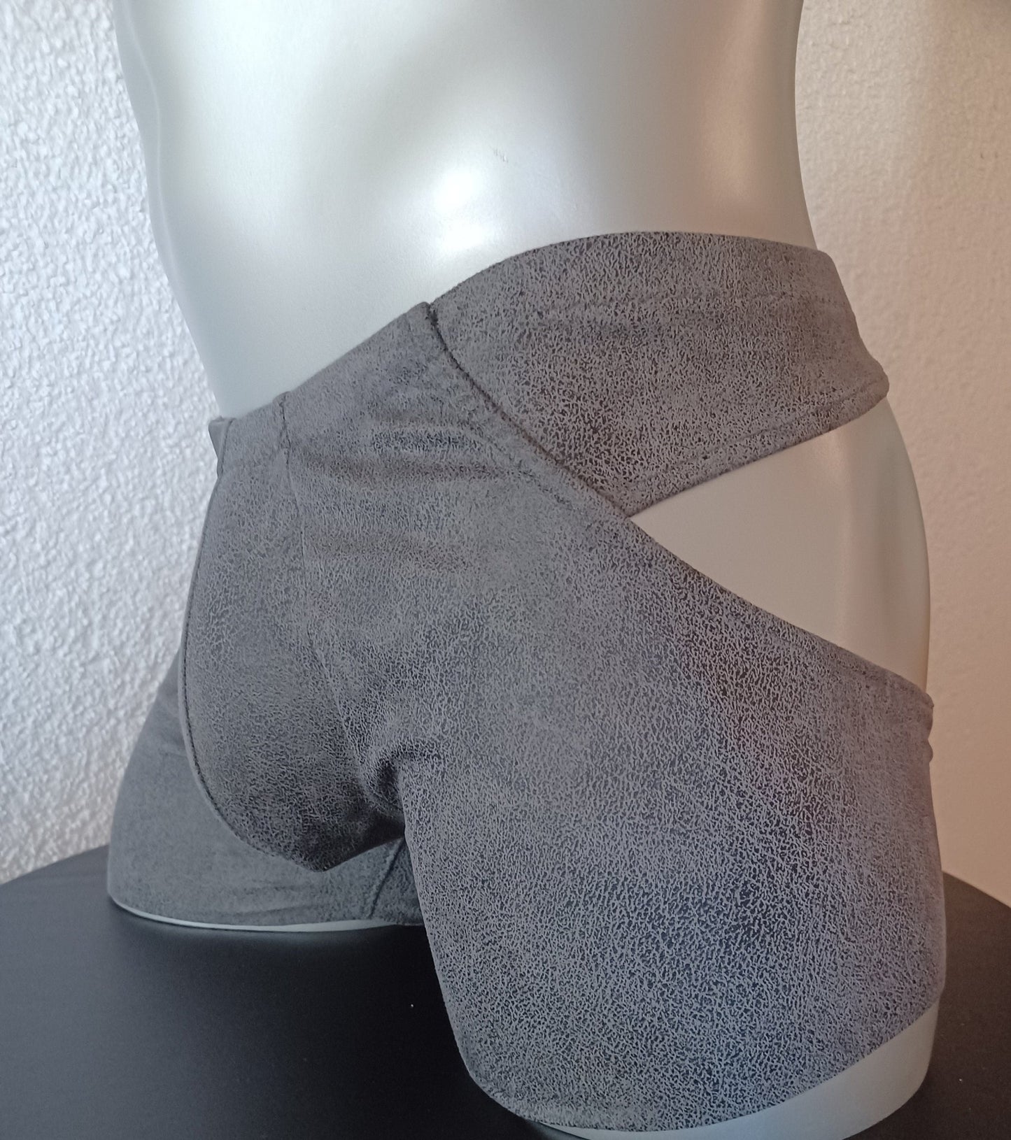 Open Butt Reizwäsche ouvert Wildleder antik dunkelgrau Herren Dessous Boxershorts - SEXSENSE