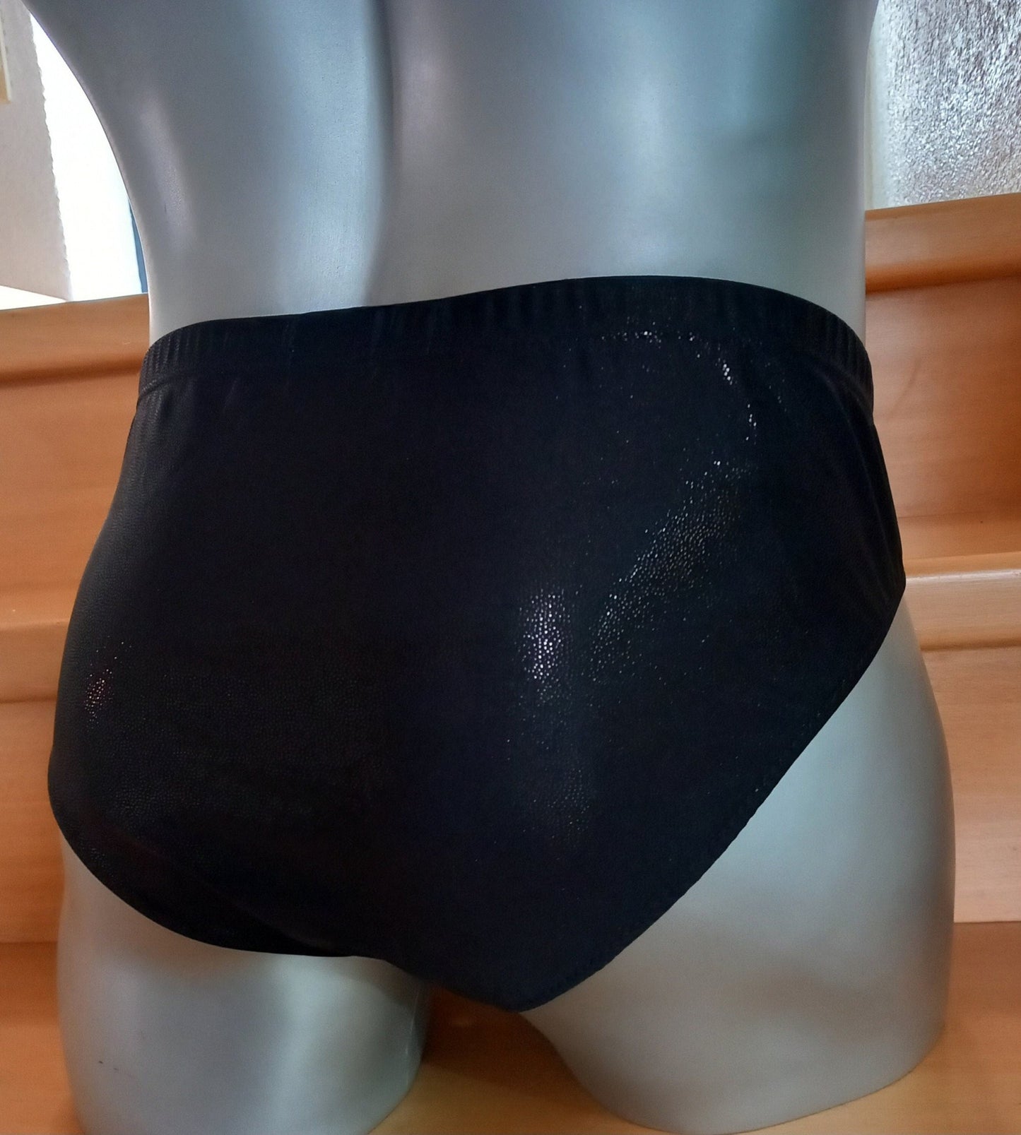 Badehose full Butt Herren Dessous Unterwäsche elastisches schwarz wetlook - SEXSENSE