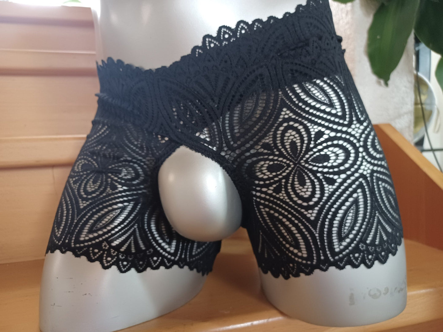 Herren Straps Stay Hip, ouvert 2 - teilig, Strumpfbänder elastische Spitze schwarz halterlose Fetisch - SEXSENSE