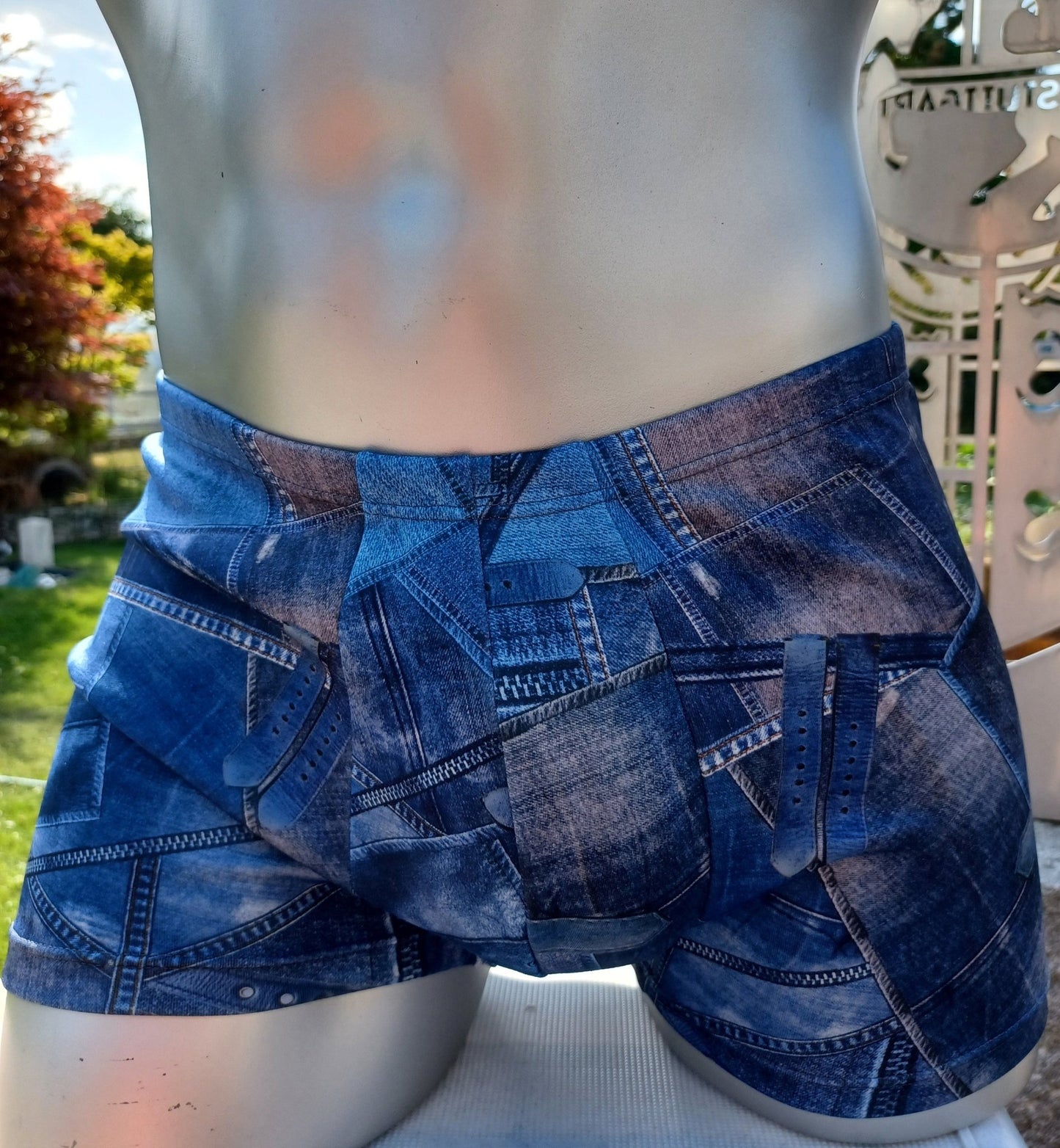 Boxershorts Badeshorts Badehose elastischer Scuba Jersey in Jeans Optik - SEXSENSE