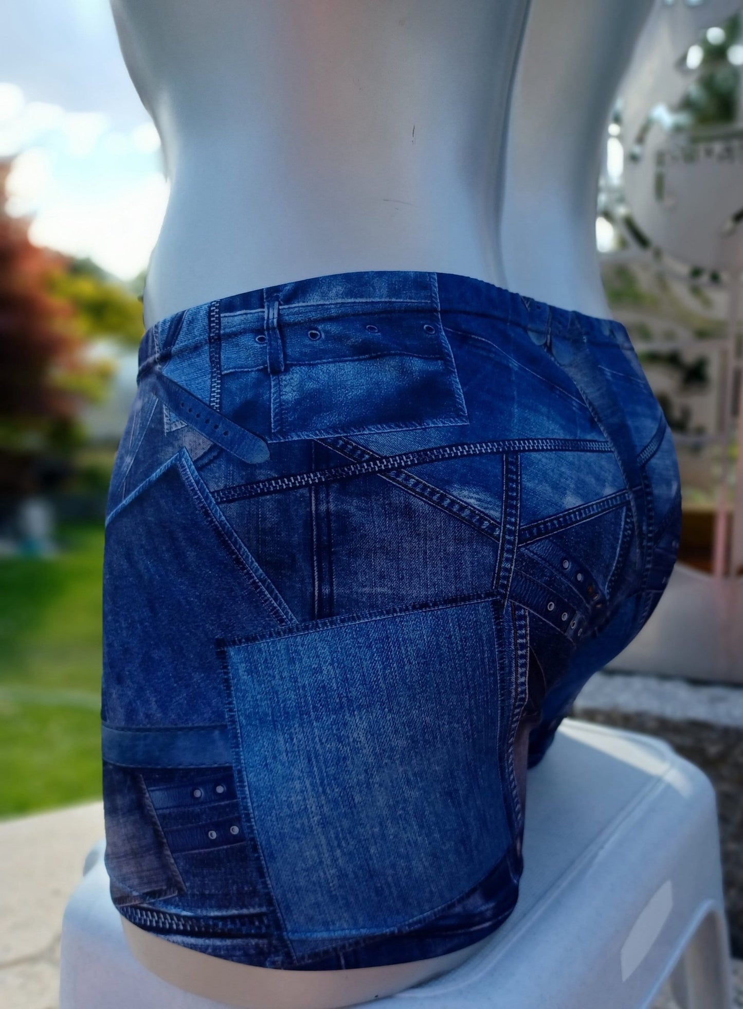 Boxershorts Badeshorts Badehose elastischer Scuba Jersey in Jeans Optik - SEXSENSE