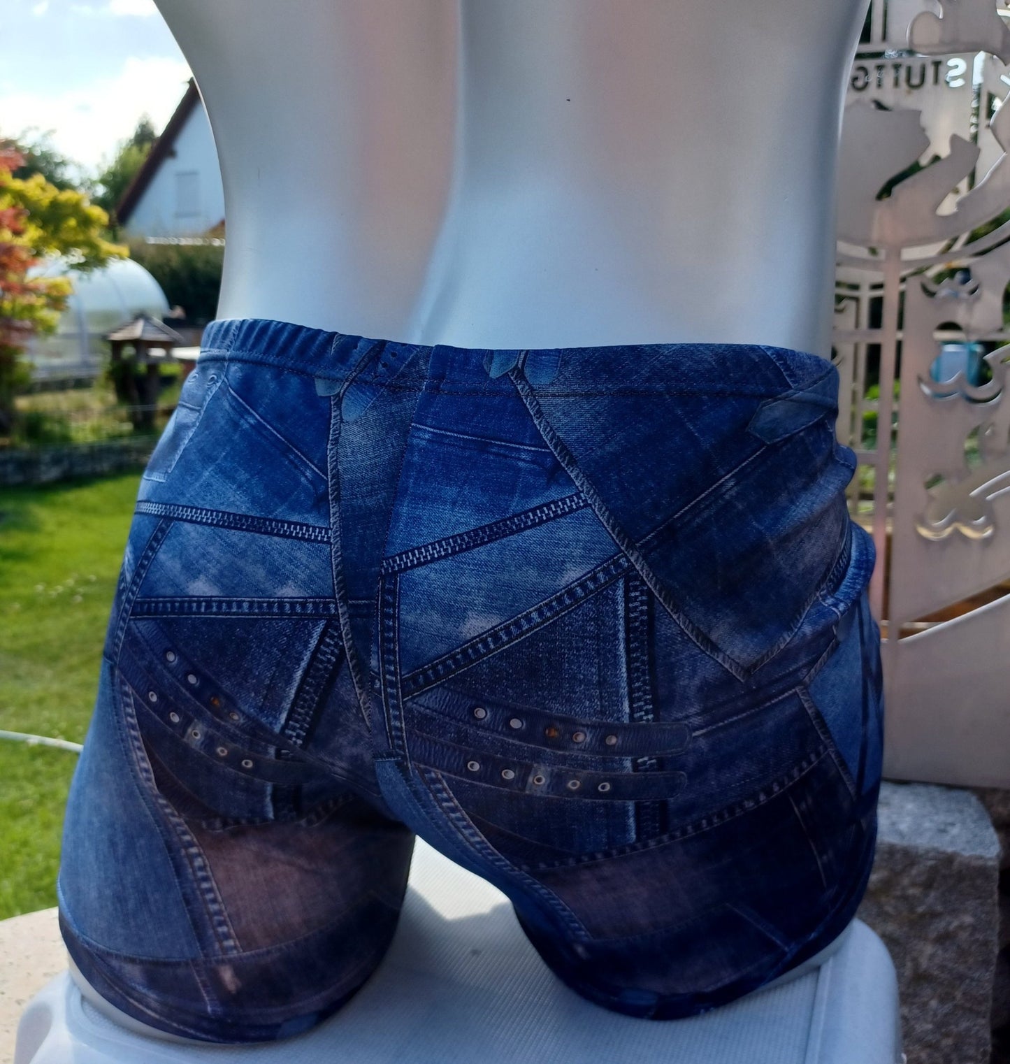 Boxershorts Badeshorts Badehose elastischer Scuba Jersey in Jeans Optik - SEXSENSE