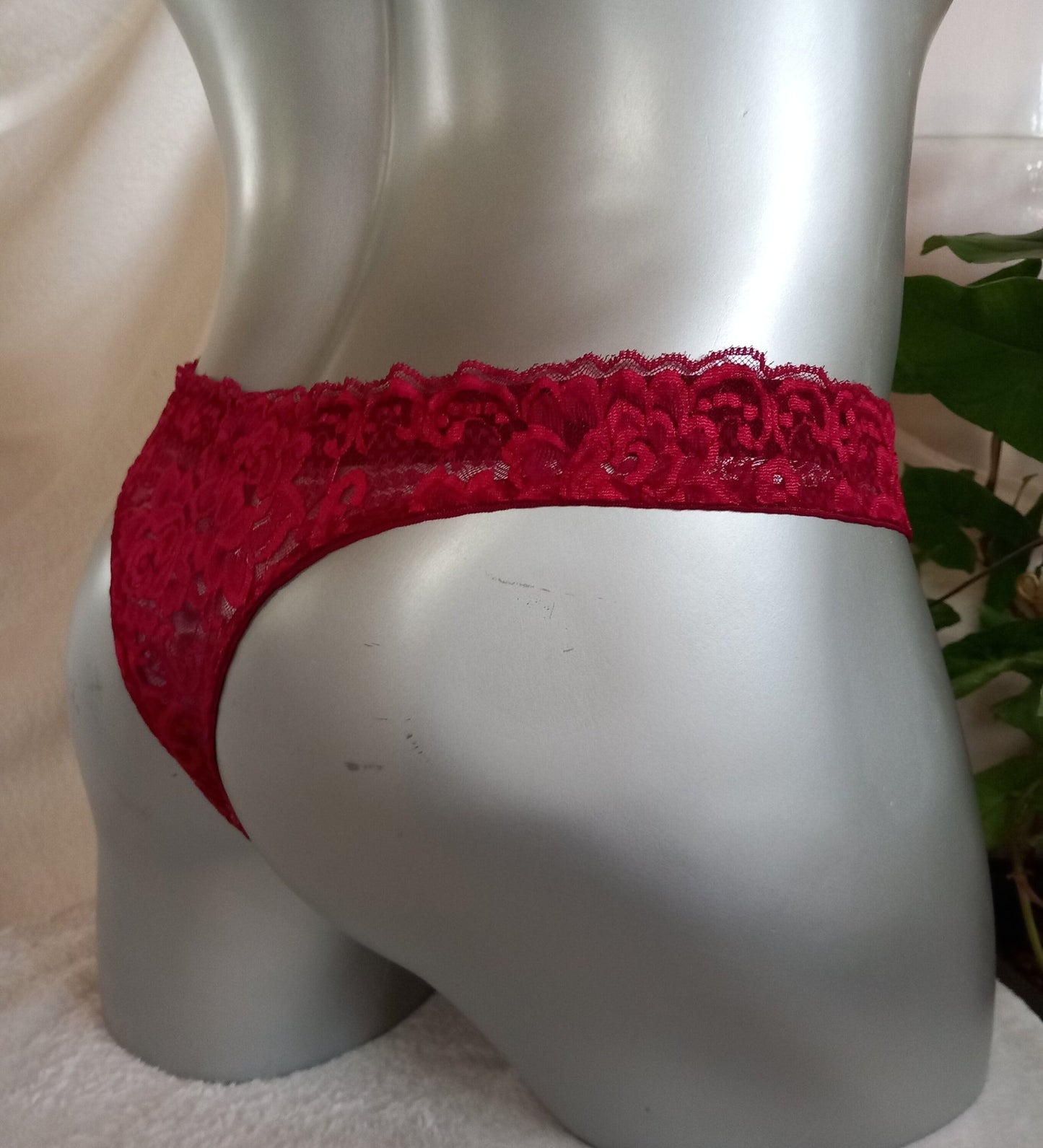 Spitzen - String mit Front - Schnürung Herren Lingerie Dessous Unikat Corsagen - Suspensorium NEU in Bordeaux - SEXSENSE