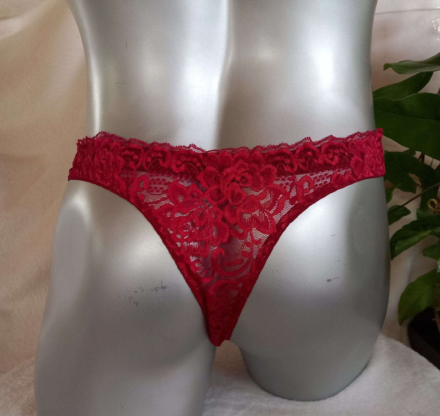 Spitzen - String mit Front - Schnürung Herren Lingerie Dessous Unikat Corsagen - Suspensorium NEU in Bordeaux - SEXSENSE