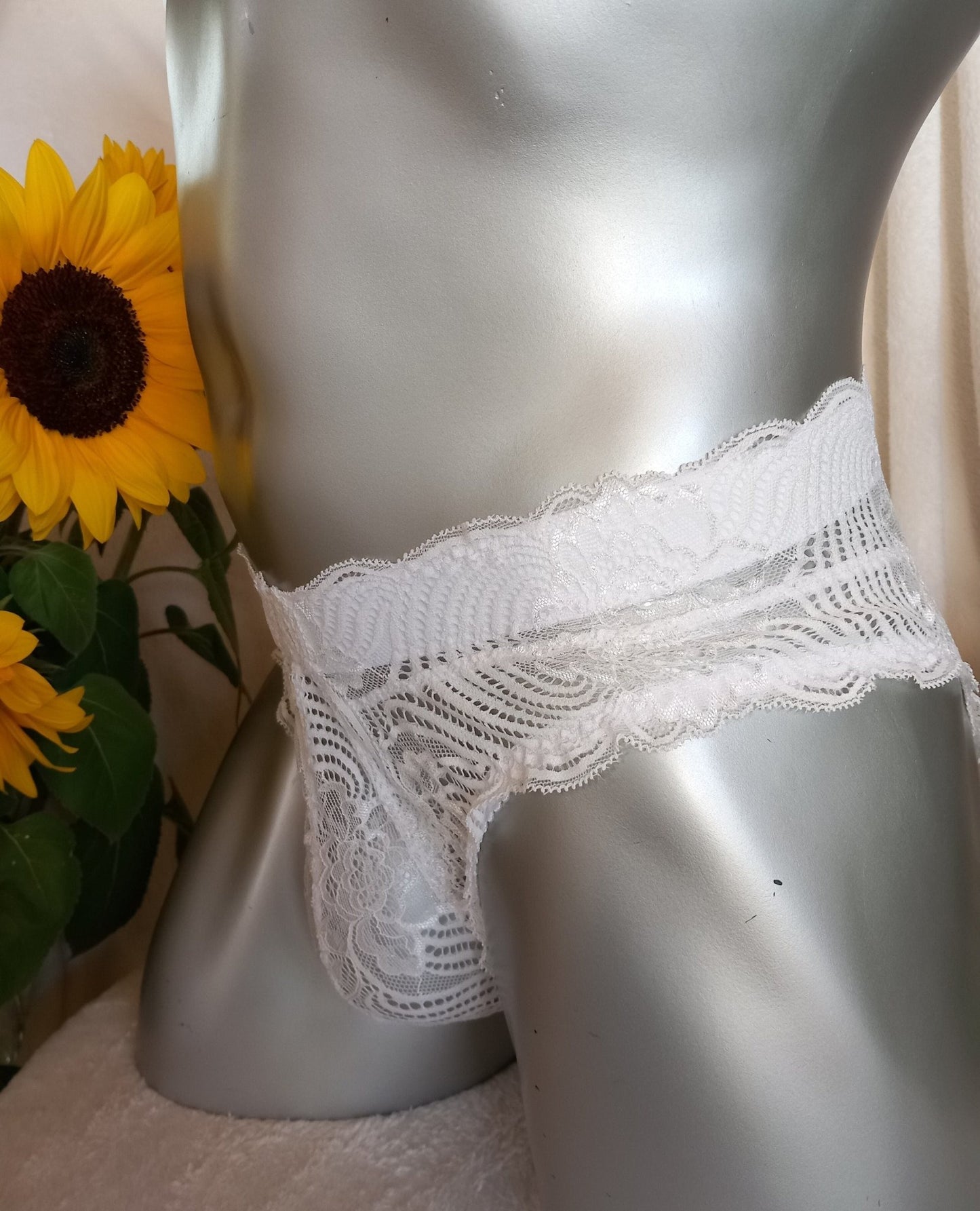 Slip elastische Spitze weiß Hipster Panty mit Bogenabschlusskanten - SEXSENSE