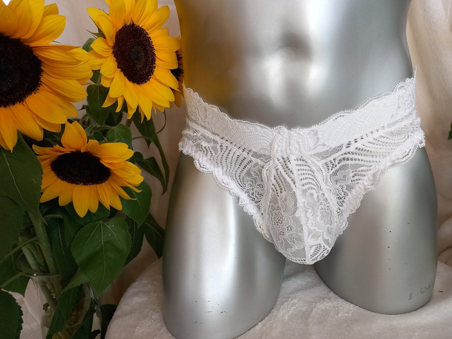 Slip elastische Spitze weiß Hipster Panty mit Bogenabschlusskanten - SEXSENSE