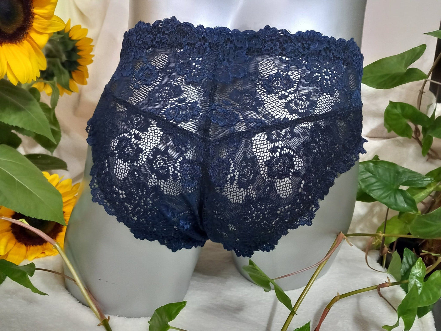 Herren Slip Spitzen Hipster Tanga Lingerie nachtblau mit Bogenabschlusskanten - SEXSENSE
