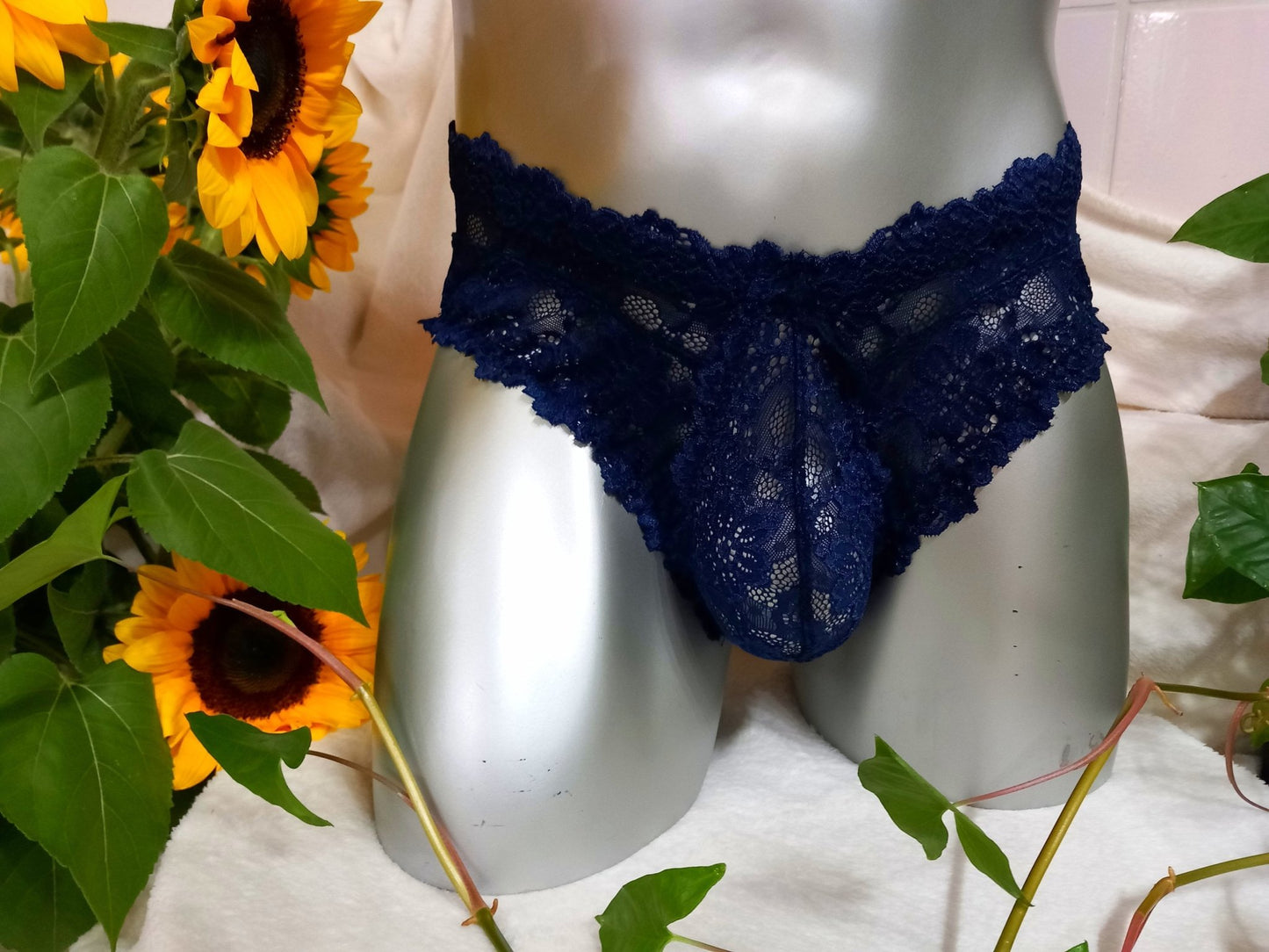 Herren Slip Spitzen Hipster Tanga Lingerie nachtblau mit Bogenabschlusskanten - SEXSENSE