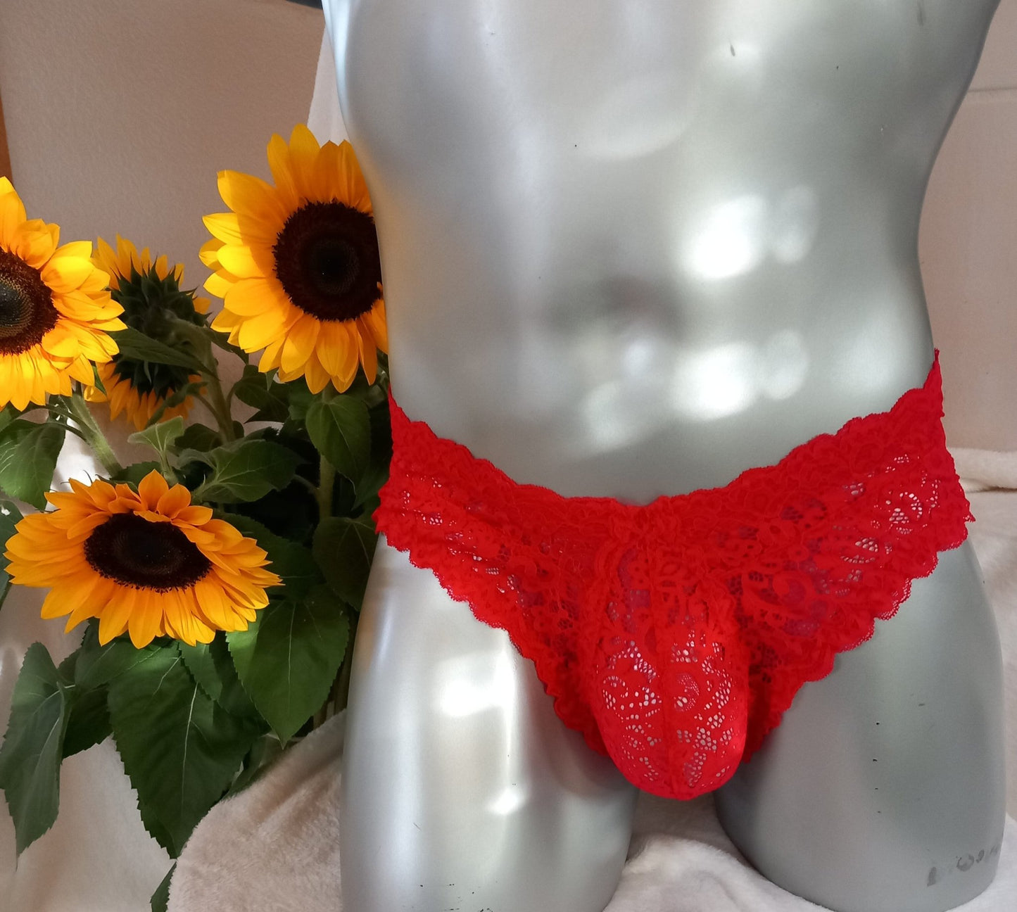 Herren Spitzen Slip Hipster Panty feuer - rot Femboy - SEXSENSE