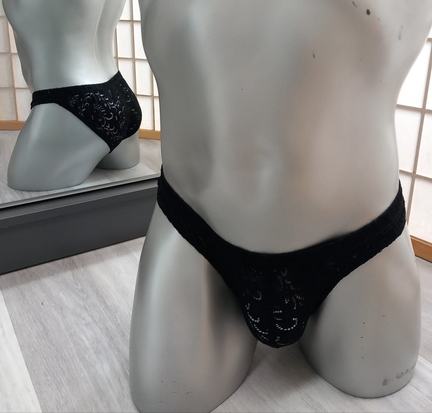 Slip Low Waist full Butt Spitze schwarz Brief Herren sexy Dessous - SEXSENSE
