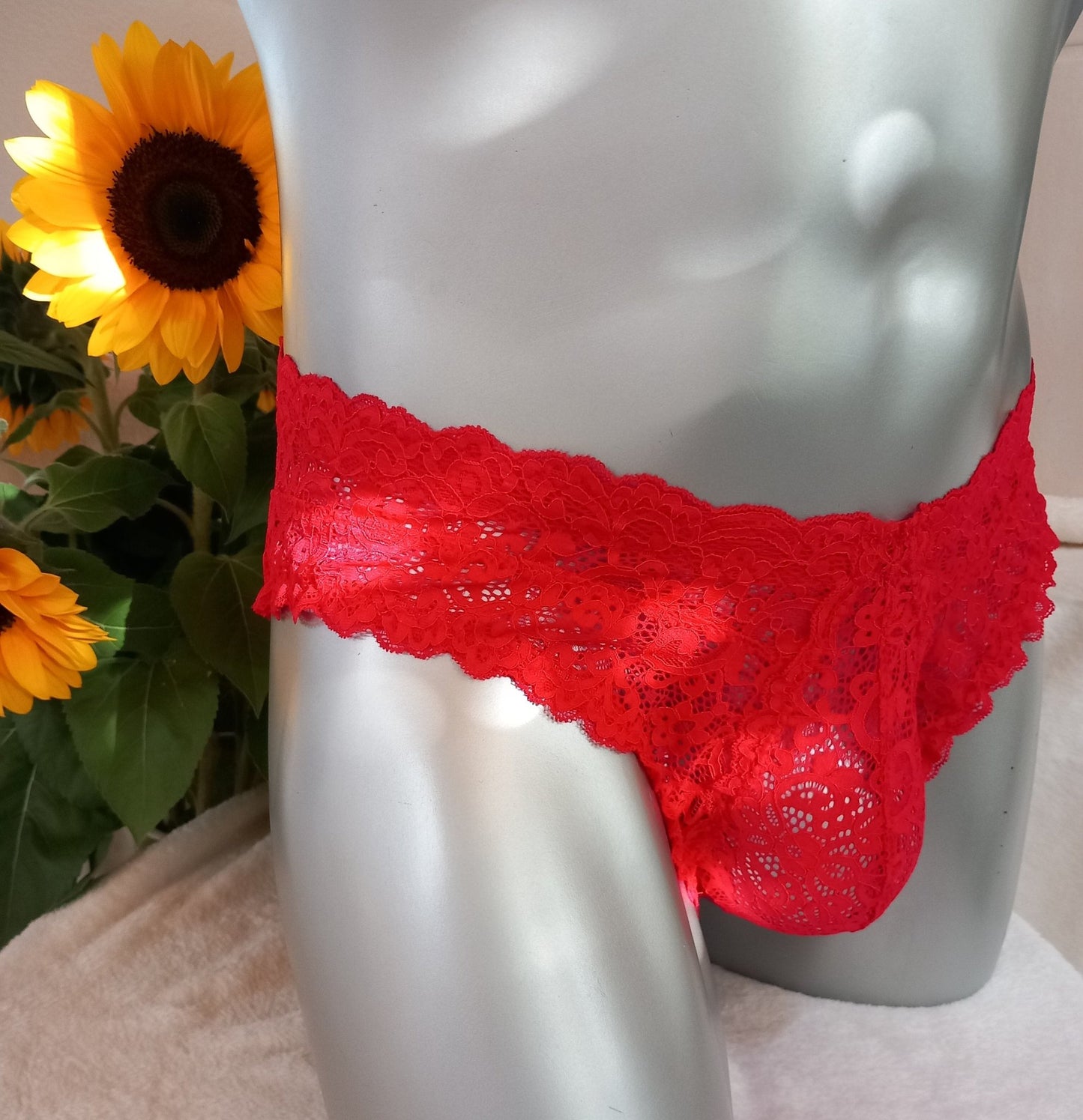 Herren Spitzen Slip Hipster Panty feuer - rot Femboy - SEXSENSE