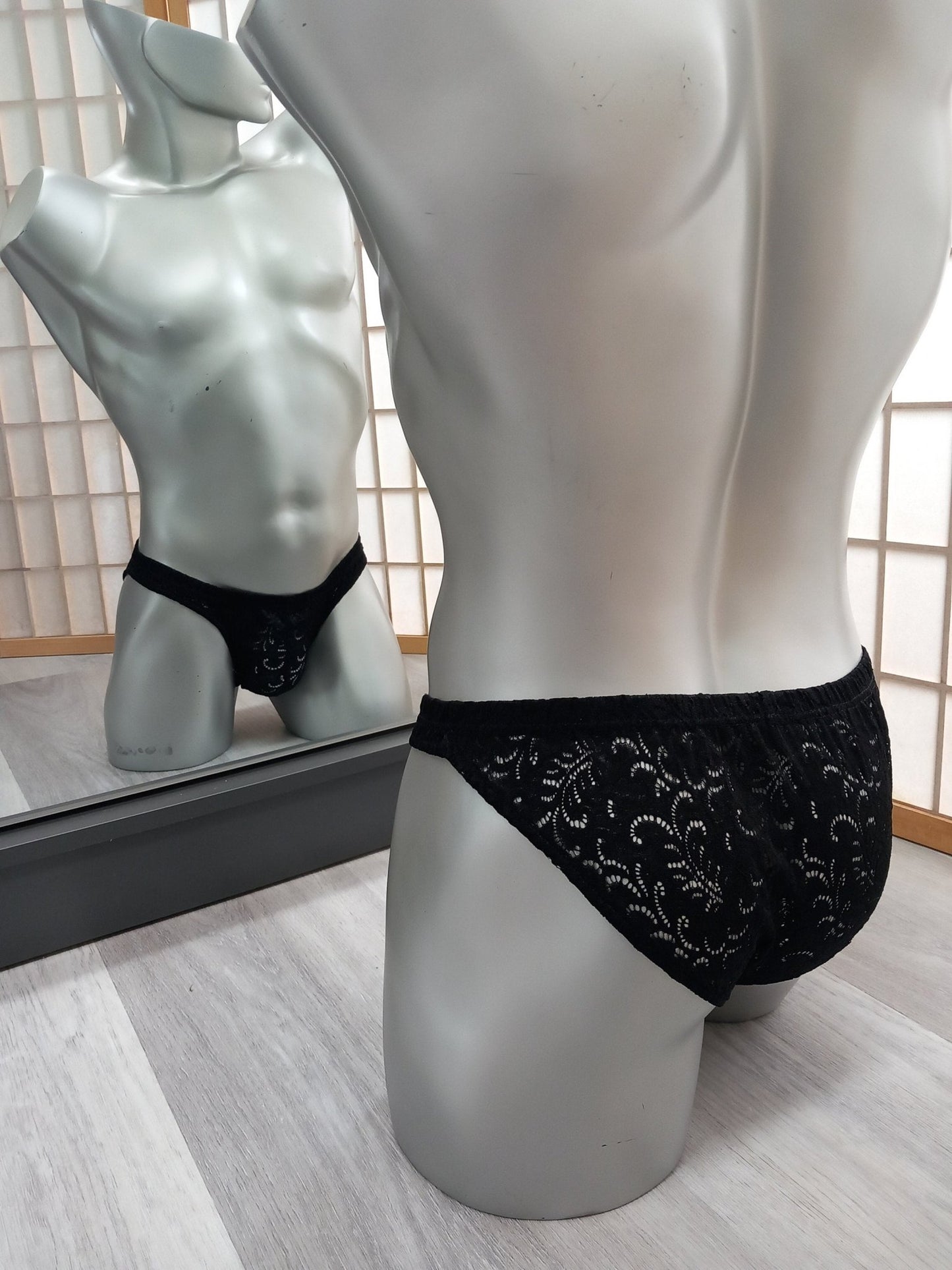 Slip Low Waist full Butt Spitze schwarz Brief Herren sexy Dessous - SEXSENSE