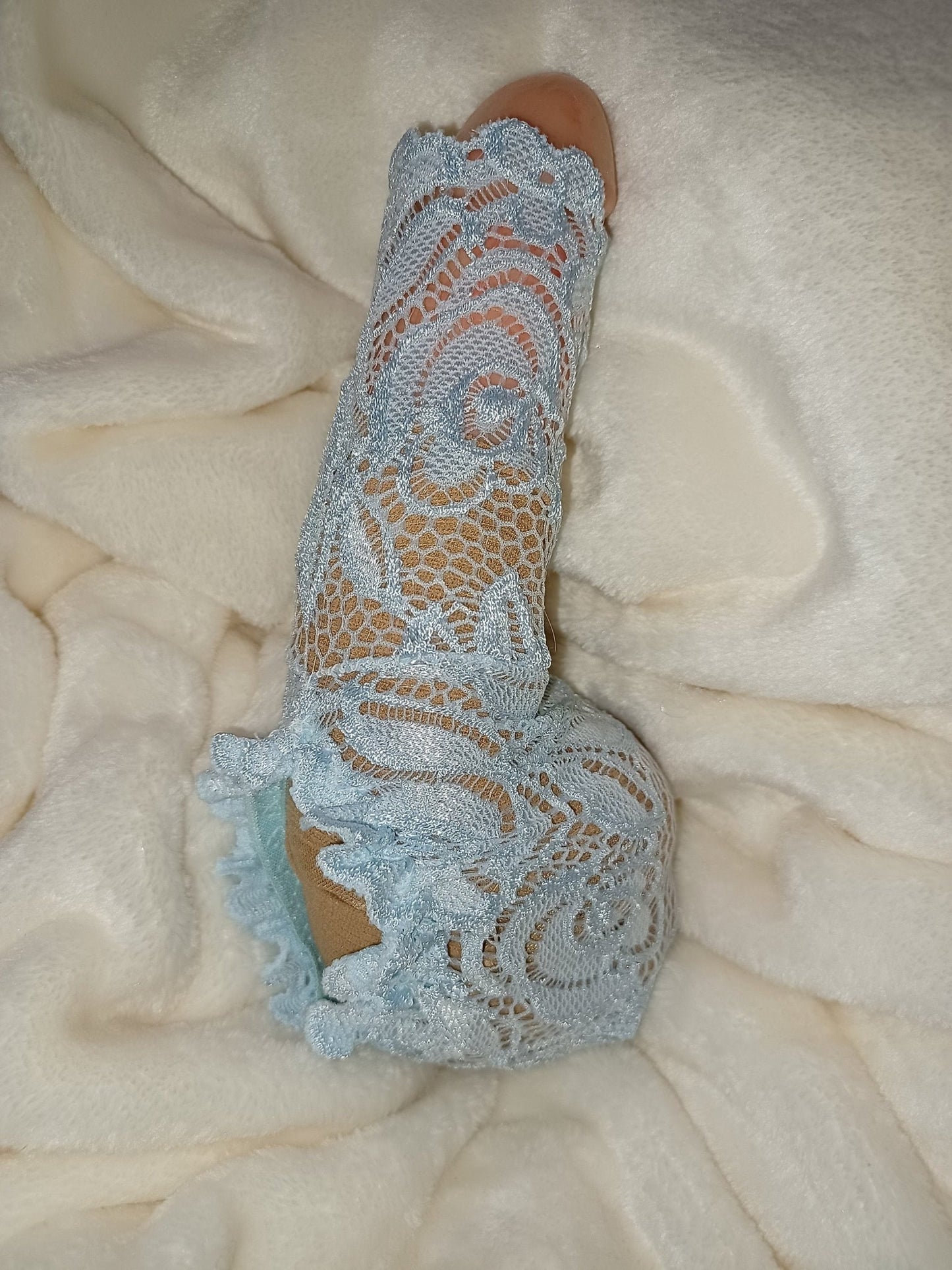 Penissocke Willy - Pyjama Sackhalter Juwelensäckchen Spitze hellblau Lollybag Nusstüte - SEXSENSE