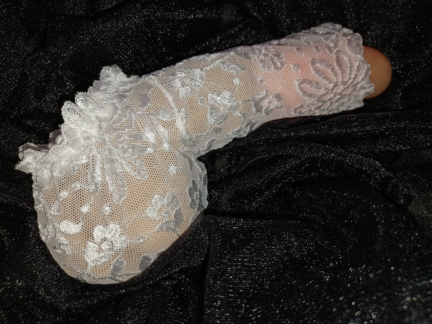 Penissocke Spitze weiß Willi - Pyjama Juwelenbeutel - SEXSENSE