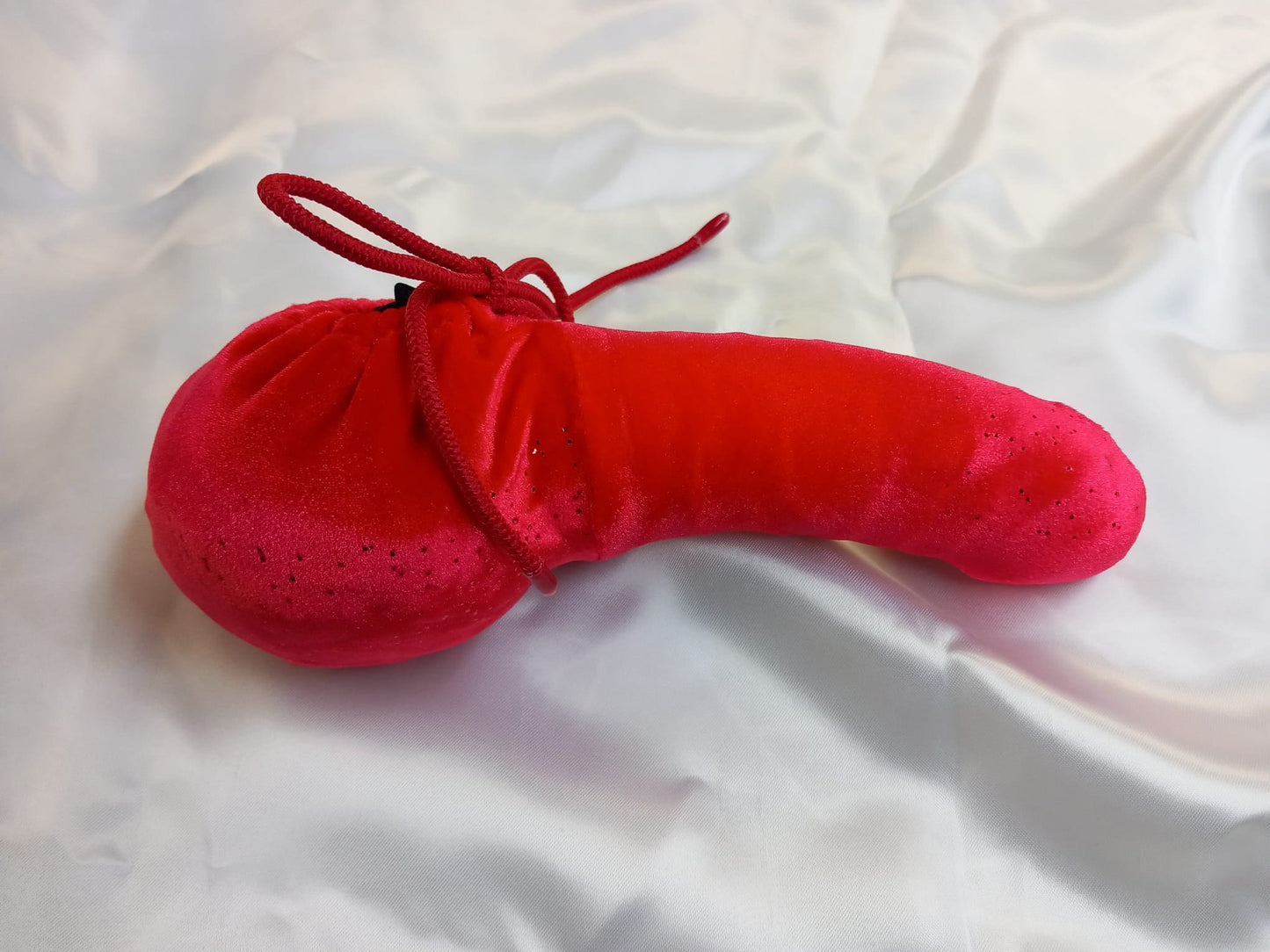 Penissocke, Lümmeltüte, Juwelensäckchen, Ferrari roter Samt Hodensack Beutel elastische Lycra mit Glitter - SEXSENSE