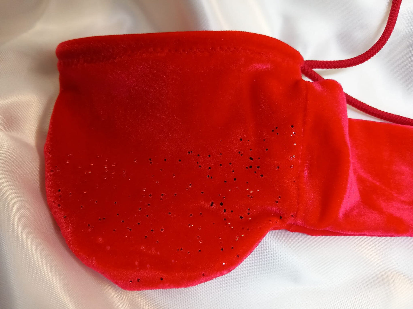 Penissocke, Lümmeltüte, Juwelensäckchen, Ferrari roter Samt Hodensack Beutel elastische Lycra mit Glitter - SEXSENSE