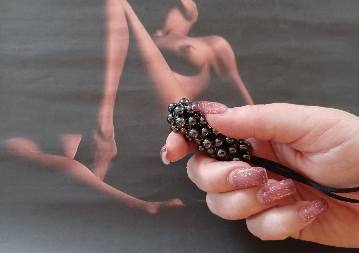 Tampon Liebeskugeln interlabial Mini Dildo Handgemacht Dauerlutscher Hämatit - Perlen - SEXSENSE