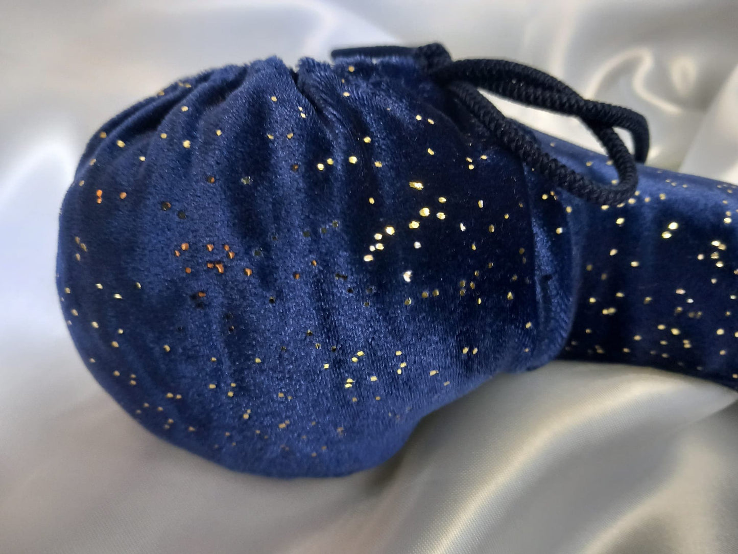 Penissocke Lümmeltüte Juwelensäckchen blauer Samt mit gold Sleeve Sackhalter elastische Lycra - SEXSENSE