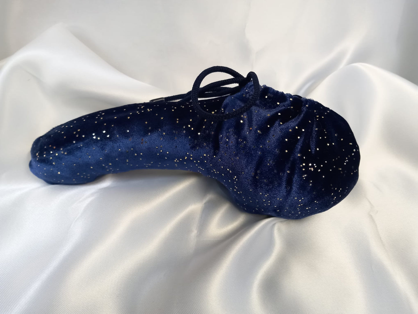 Penissocke Lümmeltüte Juwelensäckchen blauer Samt mit gold Sleeve Sackhalter elastische Lycra - SEXSENSE