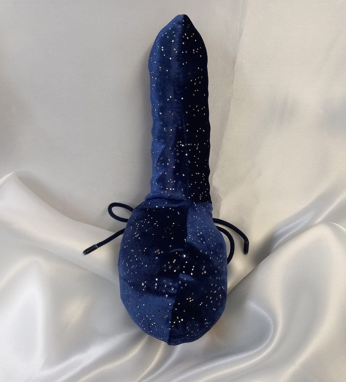 Penissocke Lümmeltüte Juwelensäckchen blauer Samt mit Silber Flitter Sleeve elastische Lycra - SEXSENSE