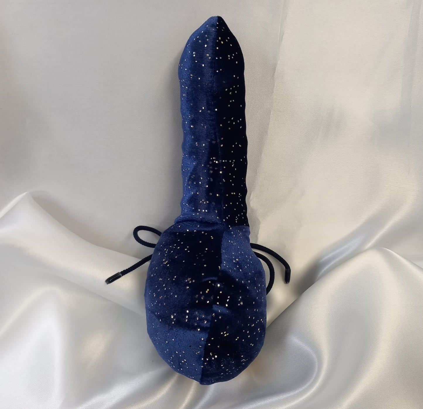 Penissocke Lümmeltüte Juwelensäckchen blauer Samt mit gold Sleeve Sackhalter elastische Lycra - SEXSENSE