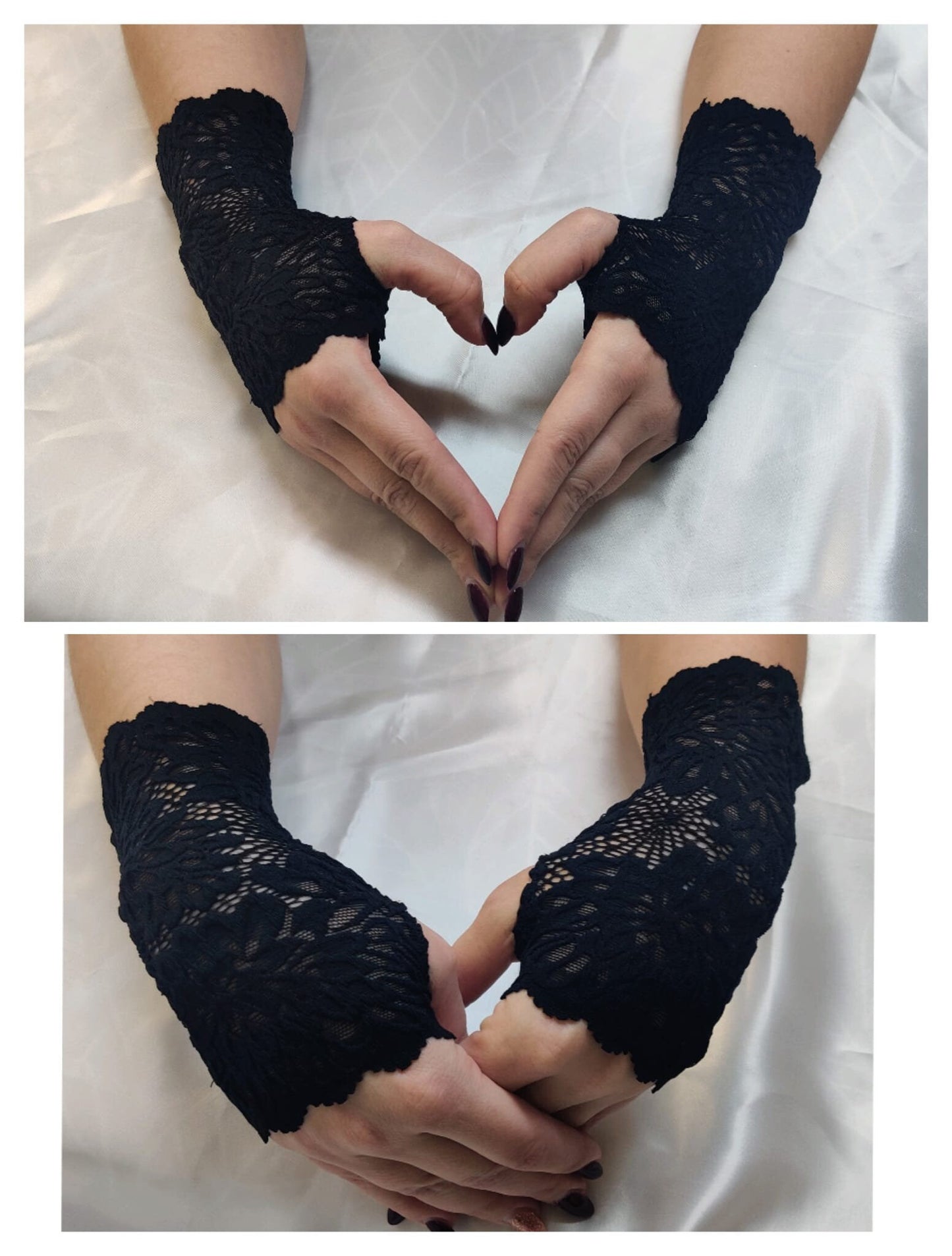 Stulpen Pulswärmer Spitze elastisch weich transparent Damen Hand Daumenloch - SEXSENSE