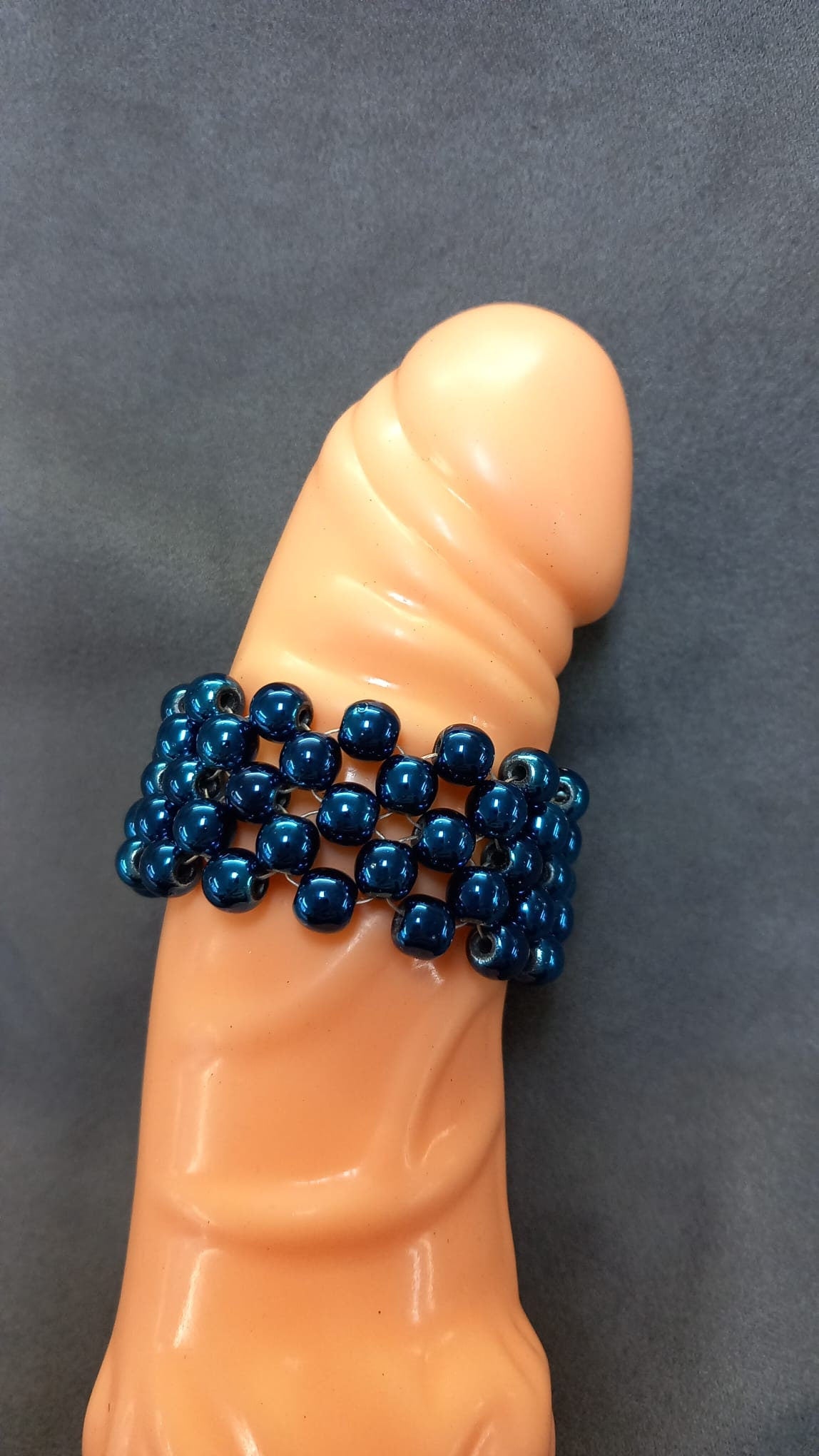 Penisring Masturbator 75 rotierende Nacht blaue Hämatit - Perlen auf Chirurgenstahl Innen - Umfang ca 11,6cm - SEXSENSE