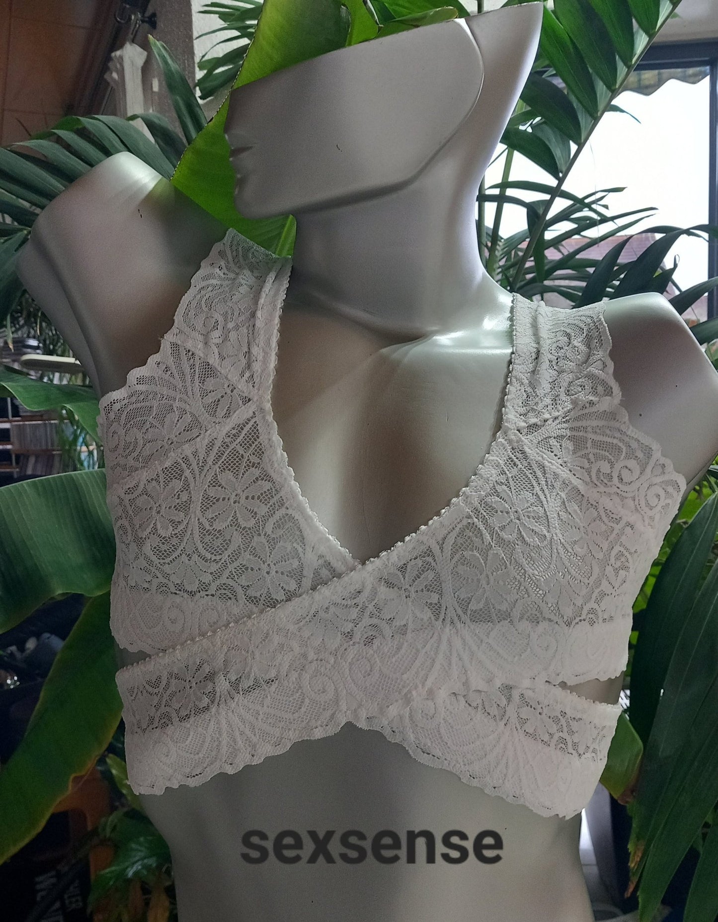 en femme Bustier und BH aus elastischer Spitze in weiß 2 - teiliges Shirt - Top - SEXSENSE
