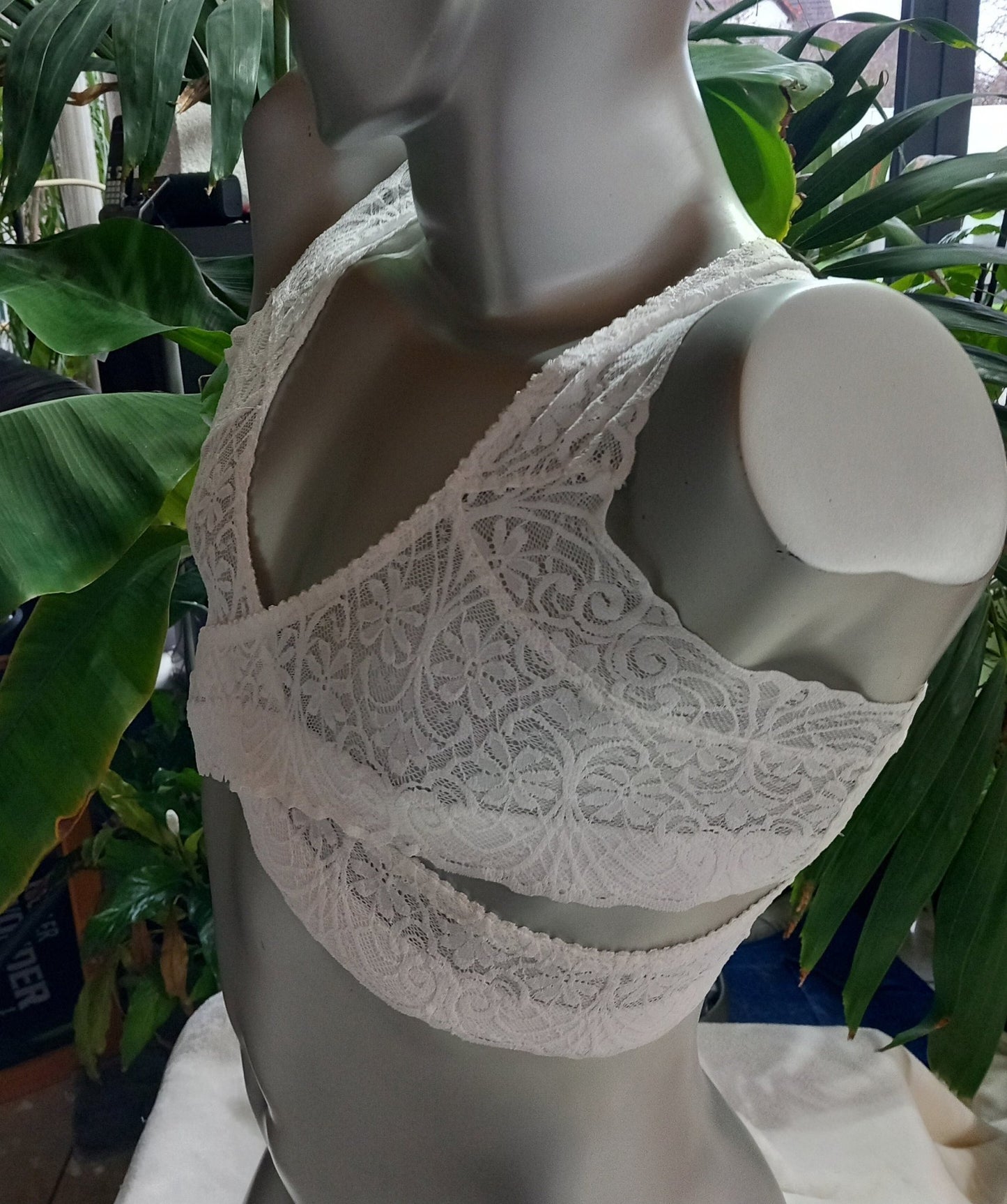 en femme Bustier und BH aus elastischer Spitze in weiß 2 - teiliges Shirt - Top - SEXSENSE