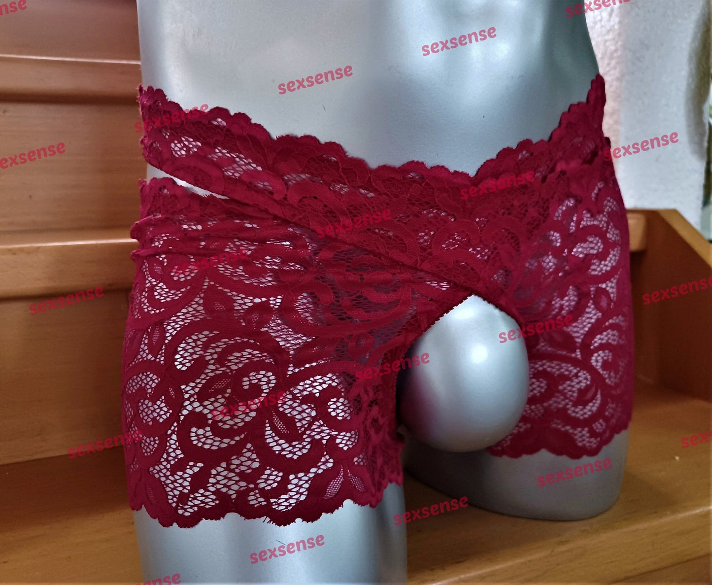 Herren Straps Stay Hip halterlos ouvert Strumpfbänder elastische Spitze rot Fetisch Gay - SEXSENSE