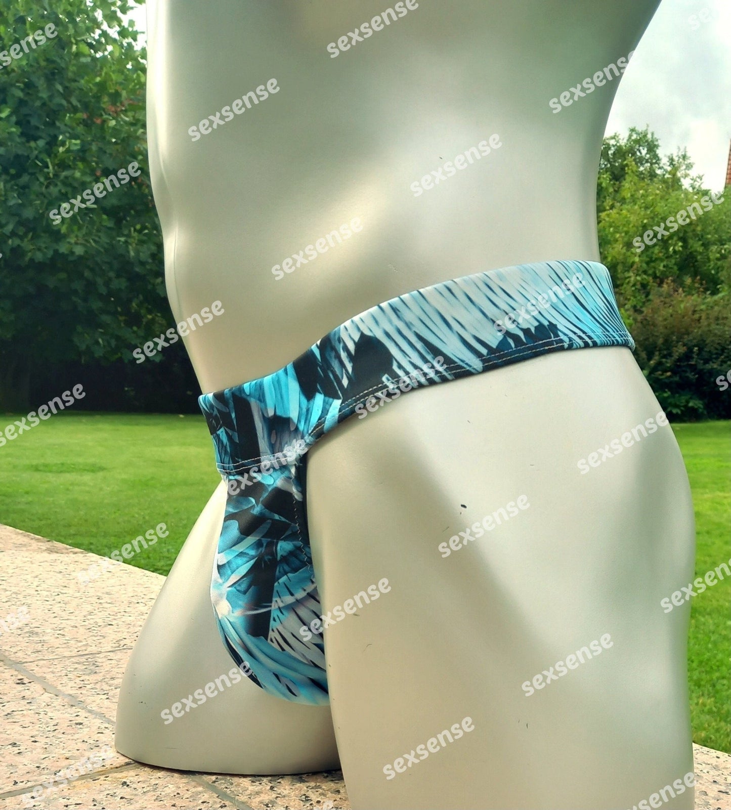 Badehose String Scuba Jersey Dschungel breiter Bund hoher Beinausschnitt - SEXSENSE