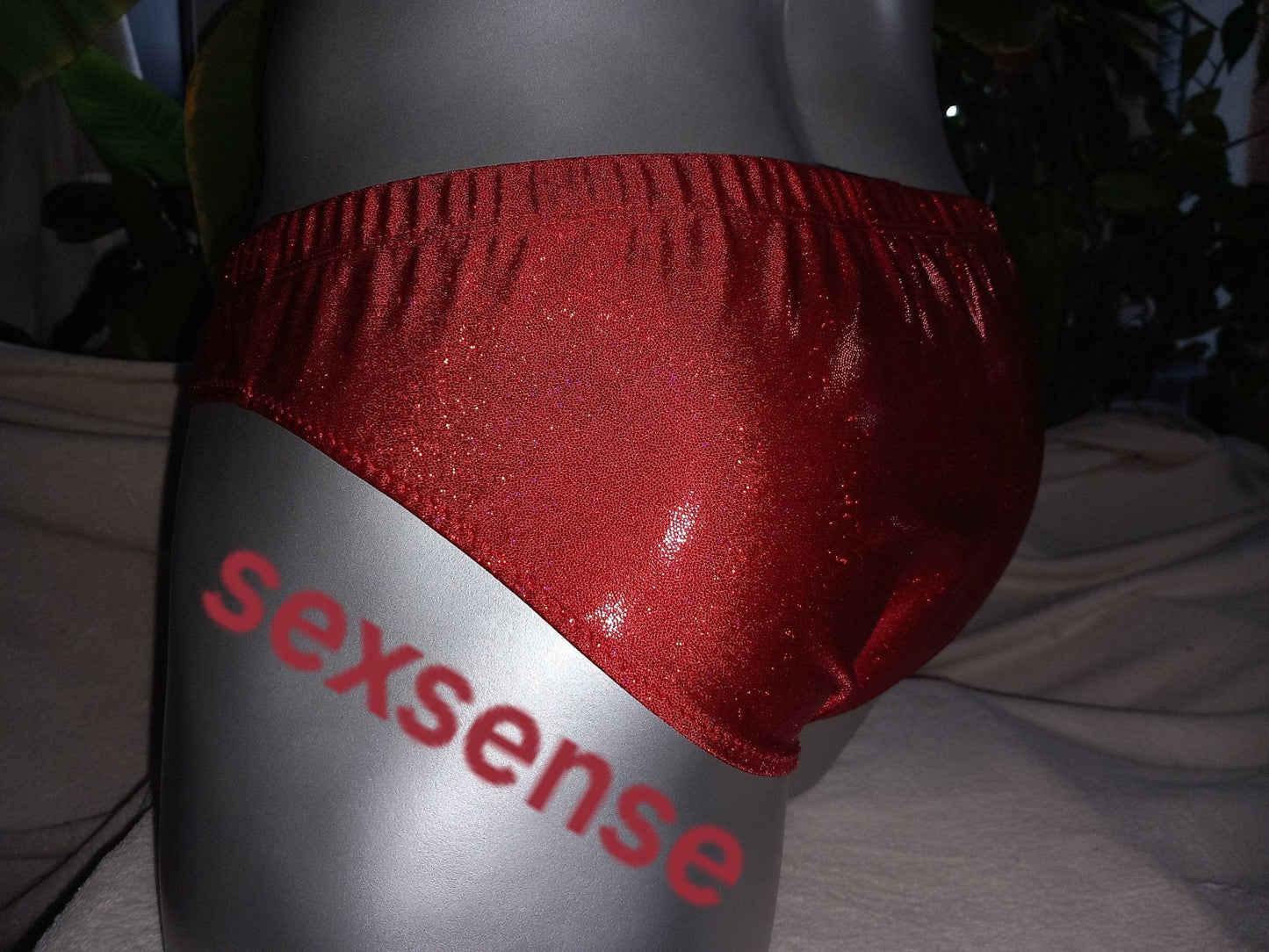 Badehose Herren Slip elastisches Lycra rot metallic - SEXSENSE