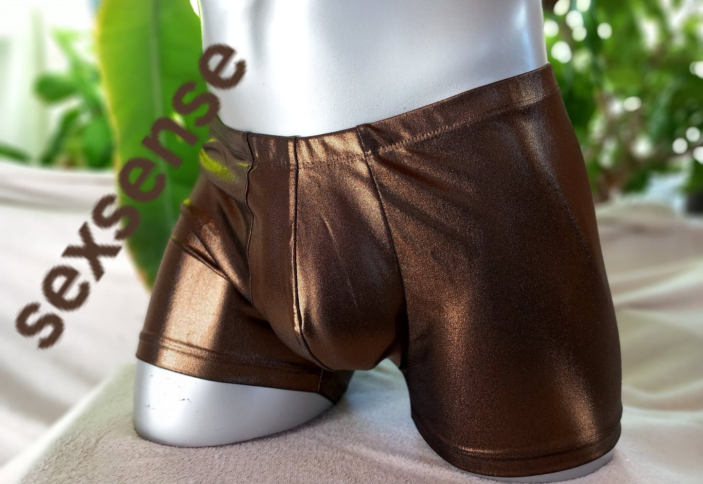Boxershorts Badeshorts Badehose Lingerie elastischer Lycra Jersey Kupfer metallic - SEXSENSE