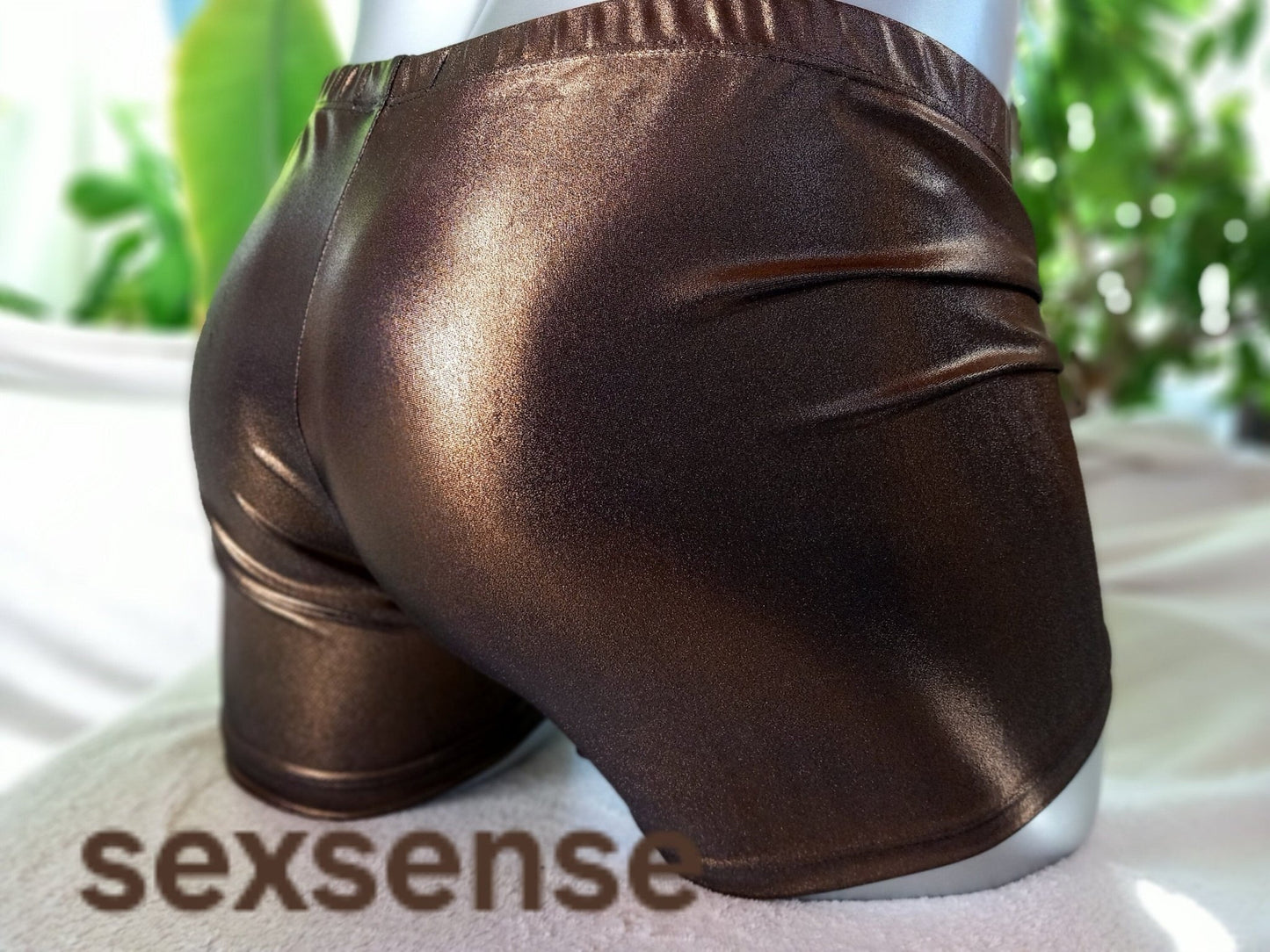 Boxershorts Badeshorts Badehose Lingerie elastischer Lycra Jersey Kupfer metallic - SEXSENSE