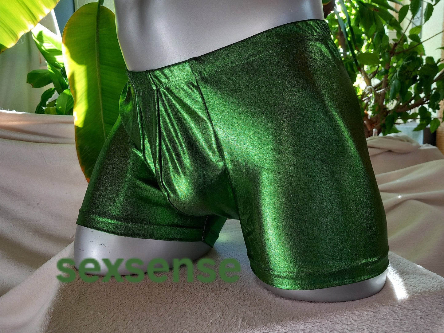 Boxershorts Badehose elastischer Lycra Jersey in Viper grün metallic - SEXSENSE