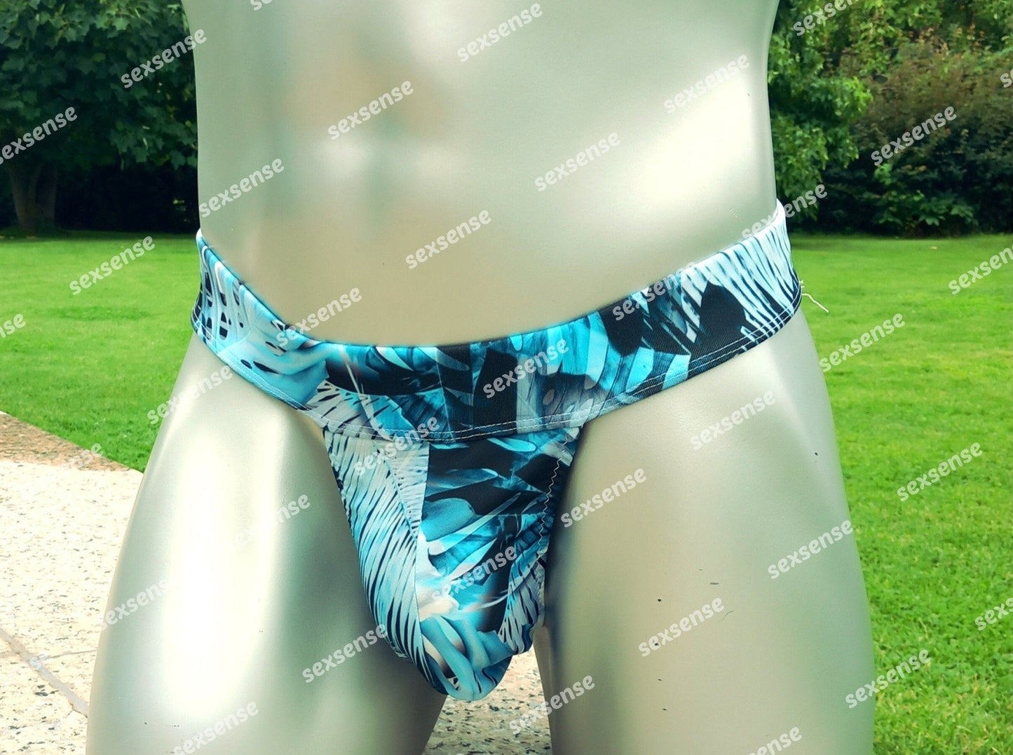 Badehose String Scuba Jersey Dschungel breiter Bund hoher Beinausschnitt - SEXSENSE