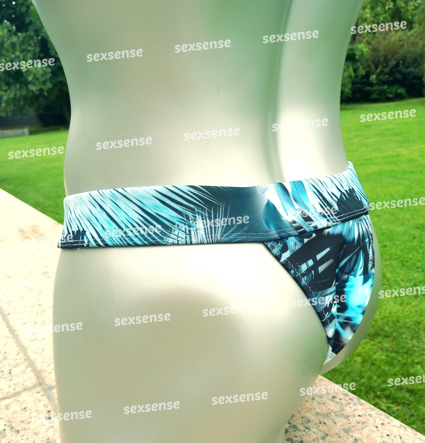 Badehose String Scuba Jersey Dschungel breiter Bund hoher Beinausschnitt - SEXSENSE