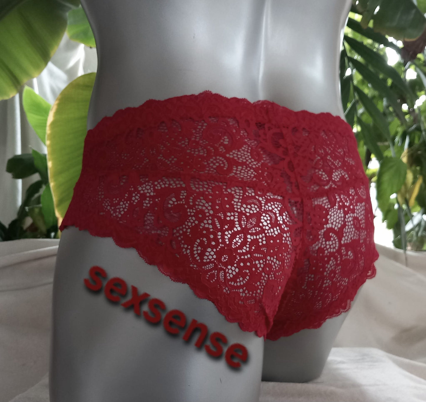 Herren Spitzen Slip Hipster Panty Femboy dunkelrot mit Bogenabschlusskanten - SEXSENSE