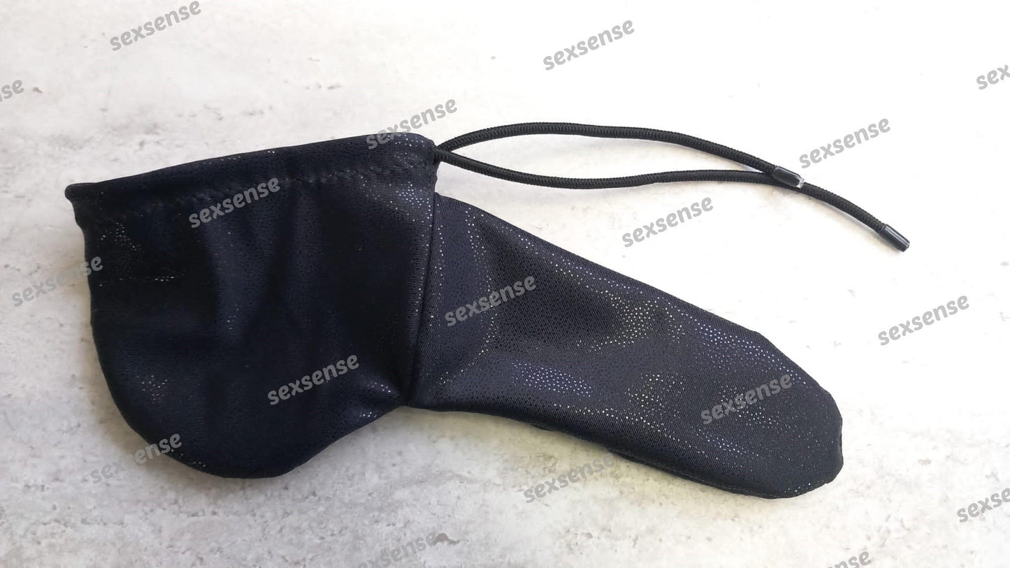 Penissocke Lümmeltüte Juwelensäckchen schwarz wetlook elastischer Lycra Sleeve - SEXSENSE