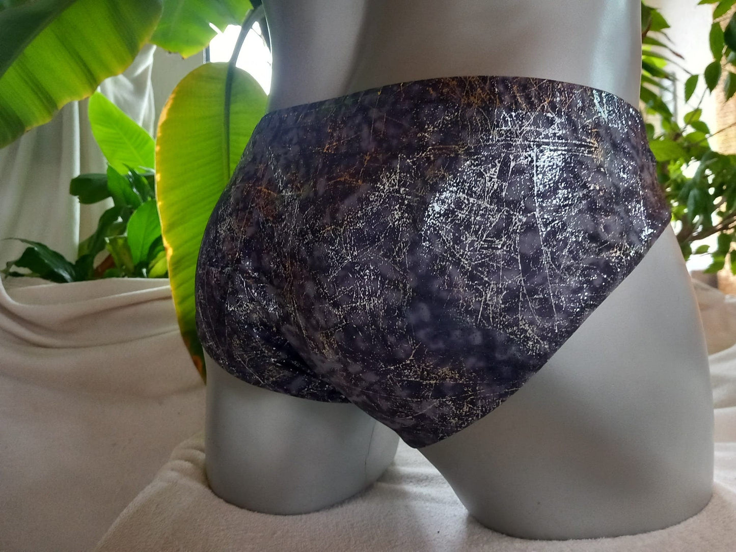 Badehose elastisches Lycra schwarz/grau Silber Metallic - SEXSENSE